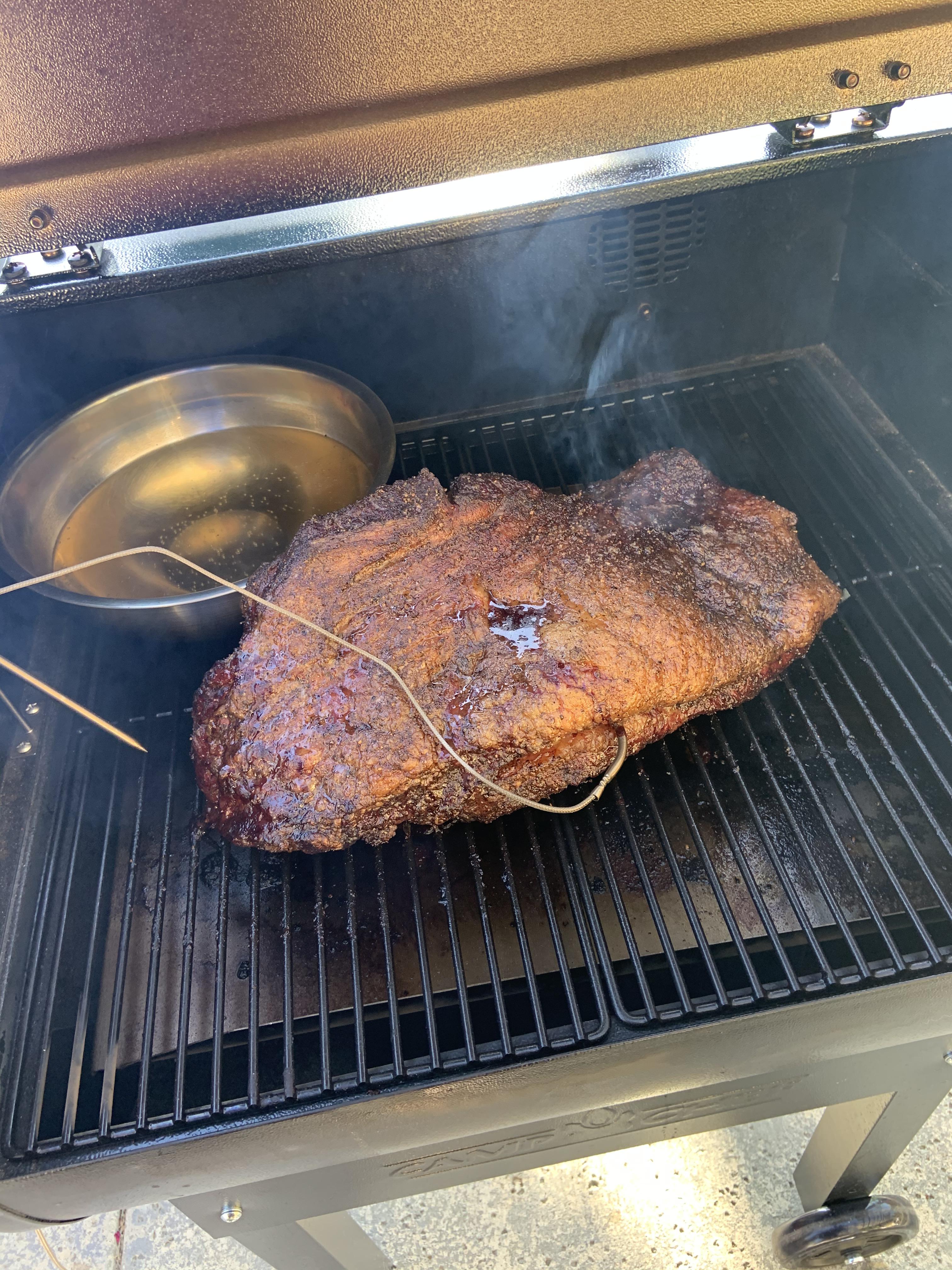 First brisket should I be worried no stall? Pellet smoker set at 250