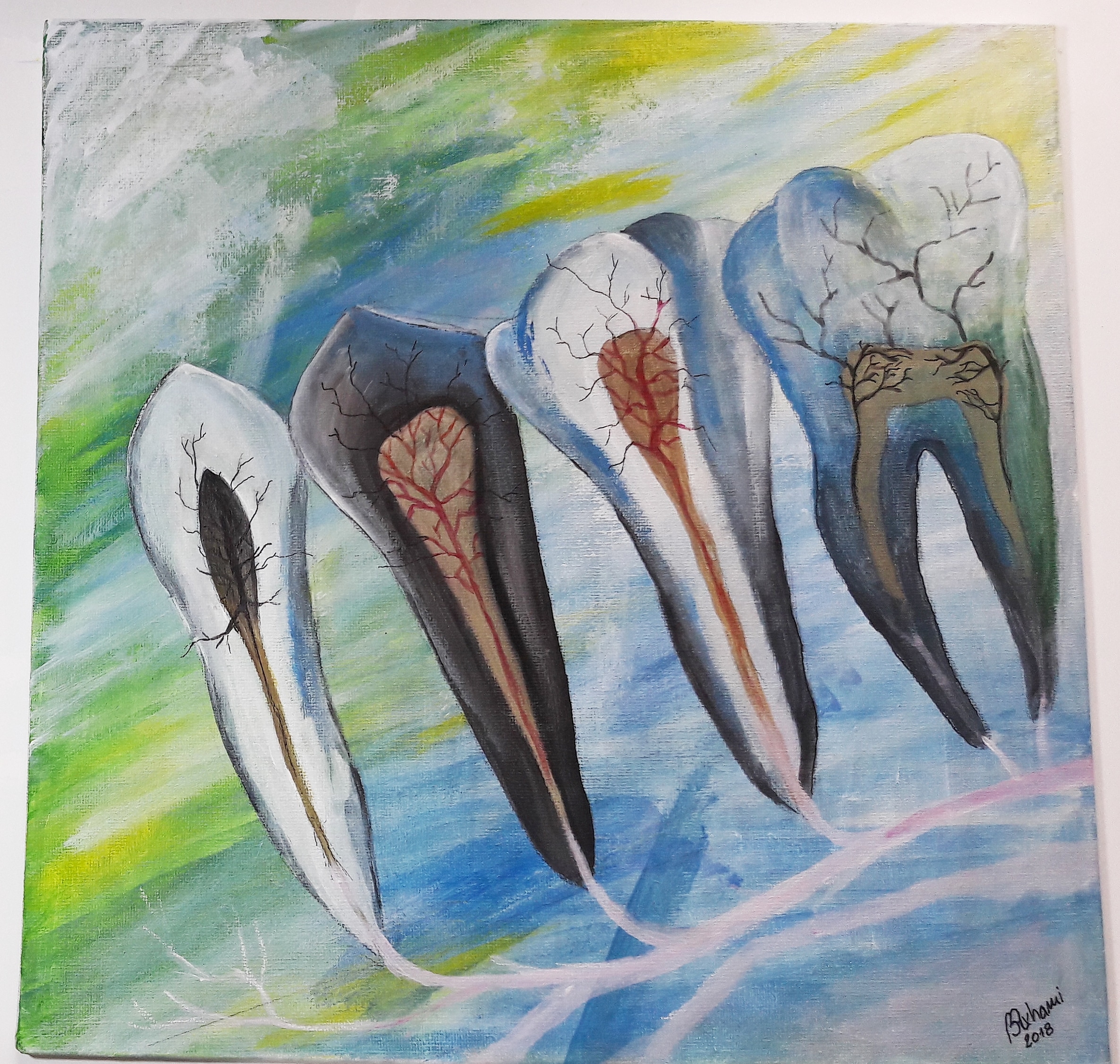 Teeth, Acrylic on Canvas, 40x40cm r/Art