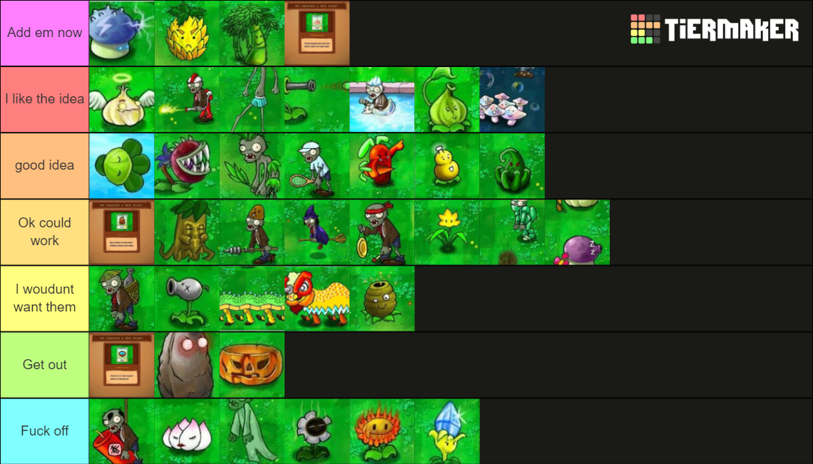 the fake pvz 2 ideas tier list r/PlantsVSZombies