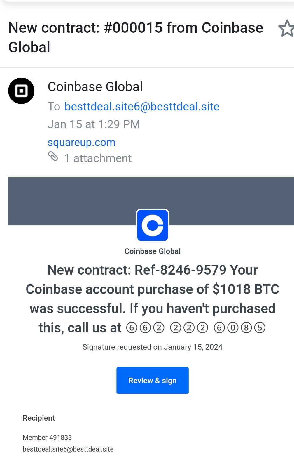 Coinbase scam r/ScamNumbers