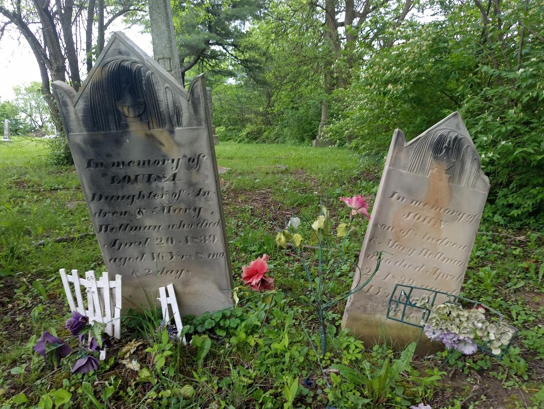 Harrod "Hatchet Man" Cemetery. Huntsville, Ohio. The gravestones of