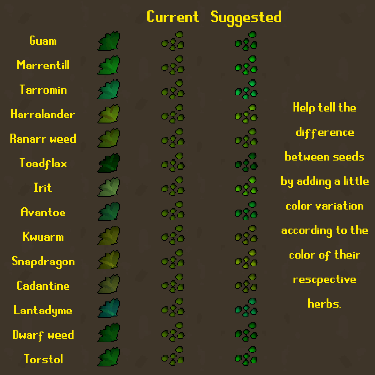 [Suggestion] Herb seed colors r/2007scape