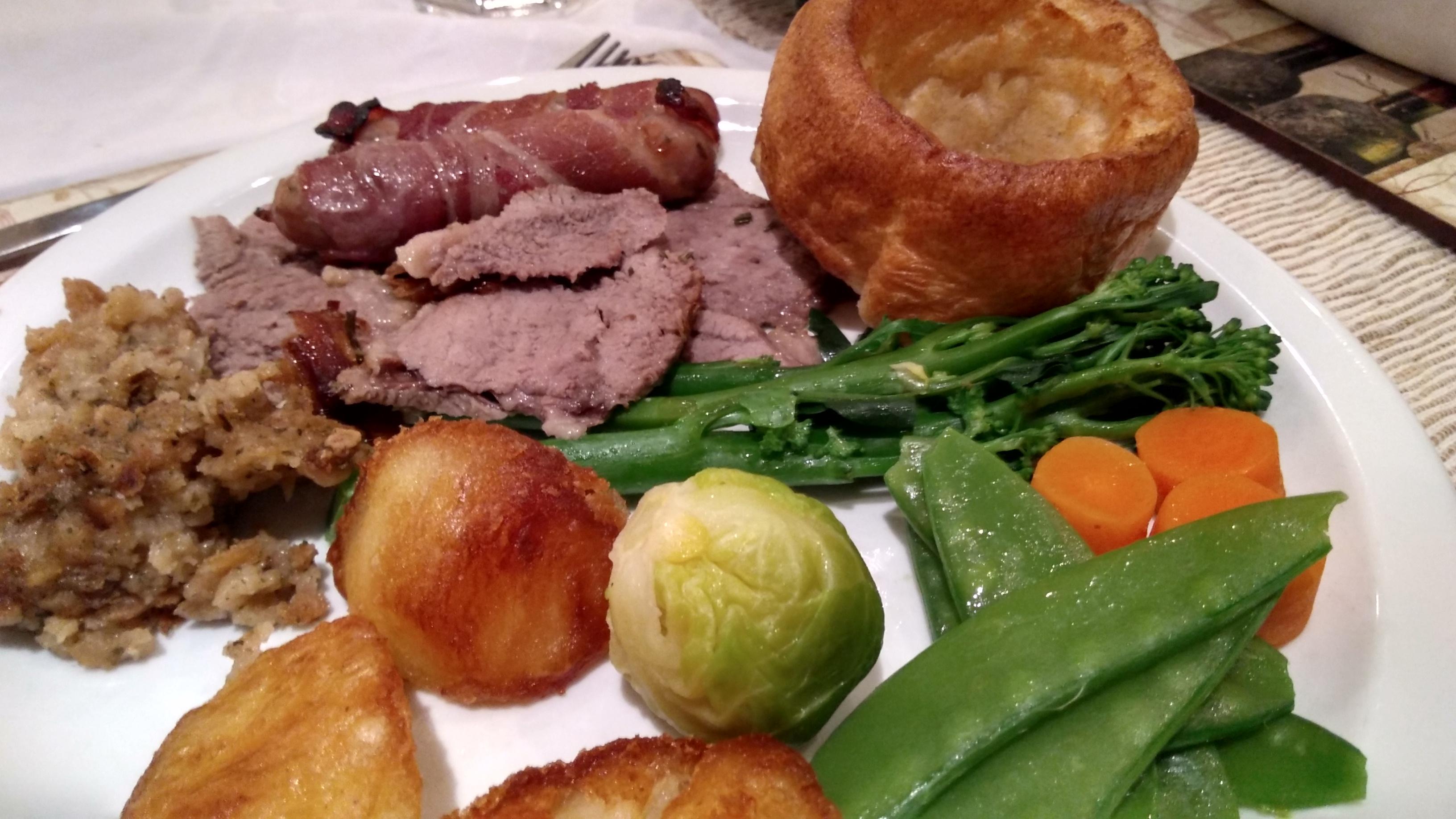 [I Ate] Lamb roast dinner with Yorkshire pudding, veg, stuffing, pigs