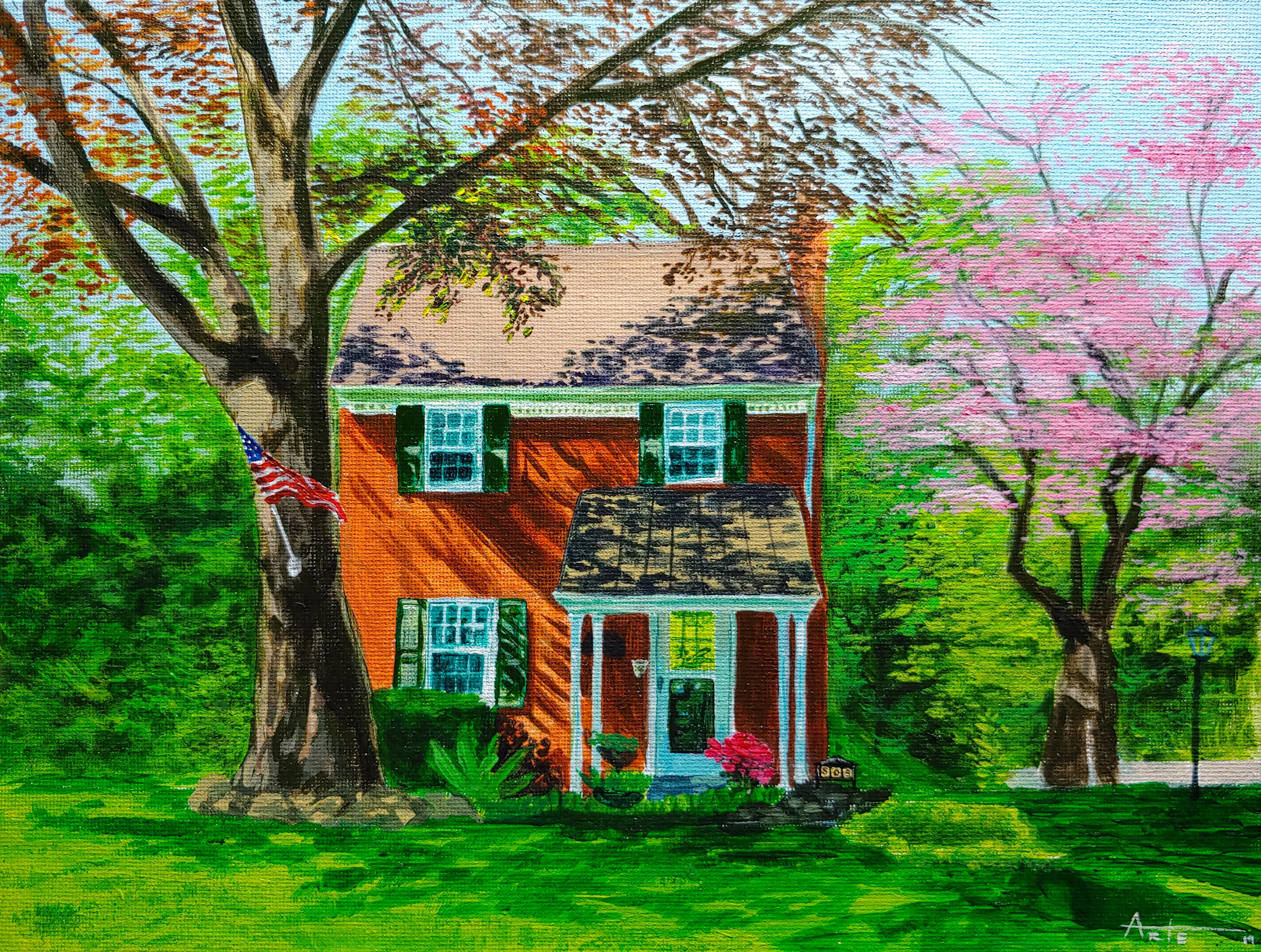 A house commission I finished yesterday( gosh I loveeee house paintings. r/Artists
