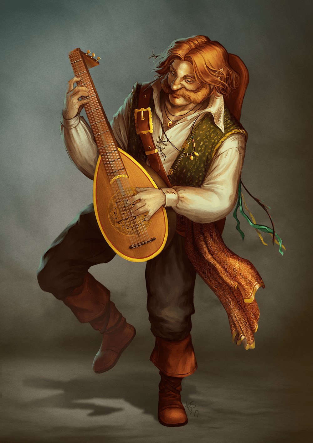 [OC][ART] Halfling bard dnd commission r/characterdrawing
