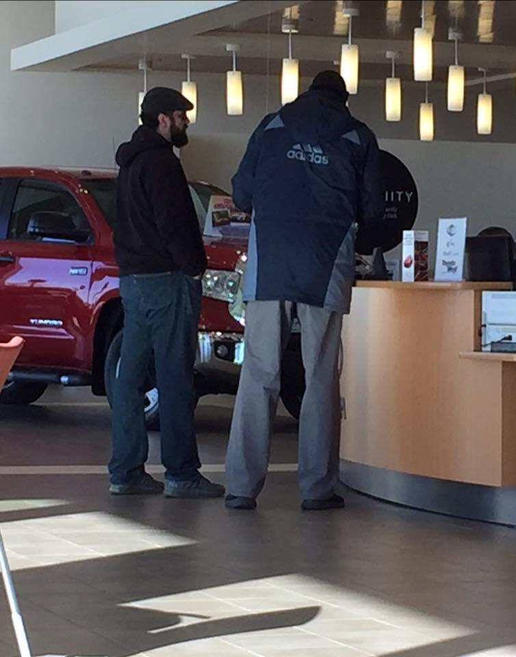 Just wanted to introduce my 6’7” husband and his 6’11” car salesman