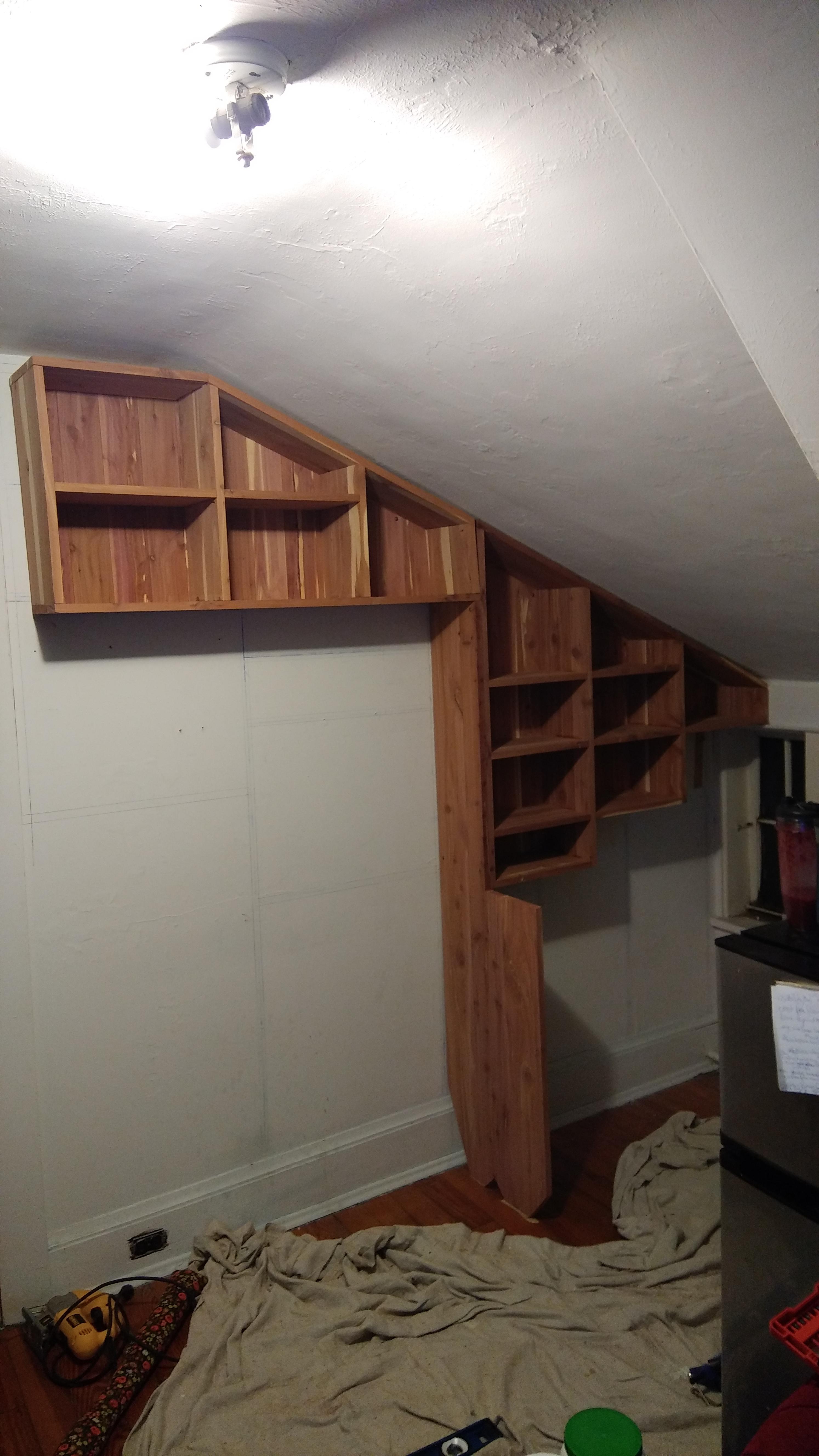 Made some progress on my custom open air closet and 4/4
