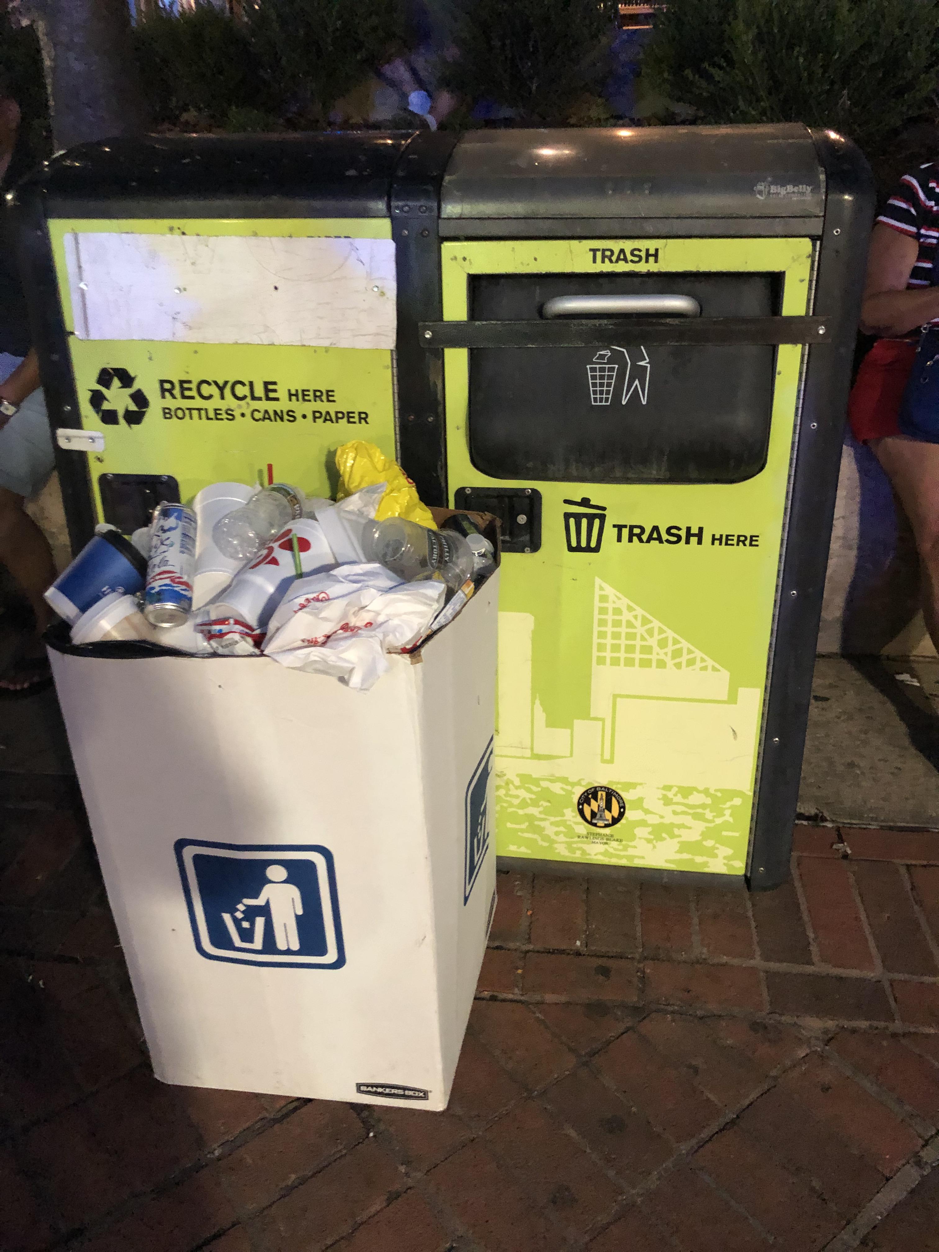 The inner harbor is packed for the 4th and most of the trash compactors