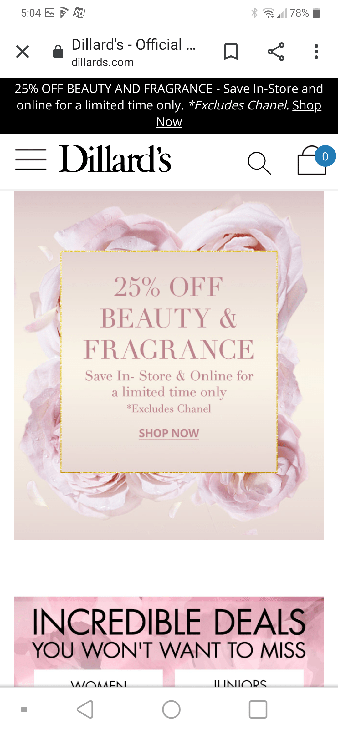 Dillard's 25 Off Beauty & Fragrance instore and online (excludes