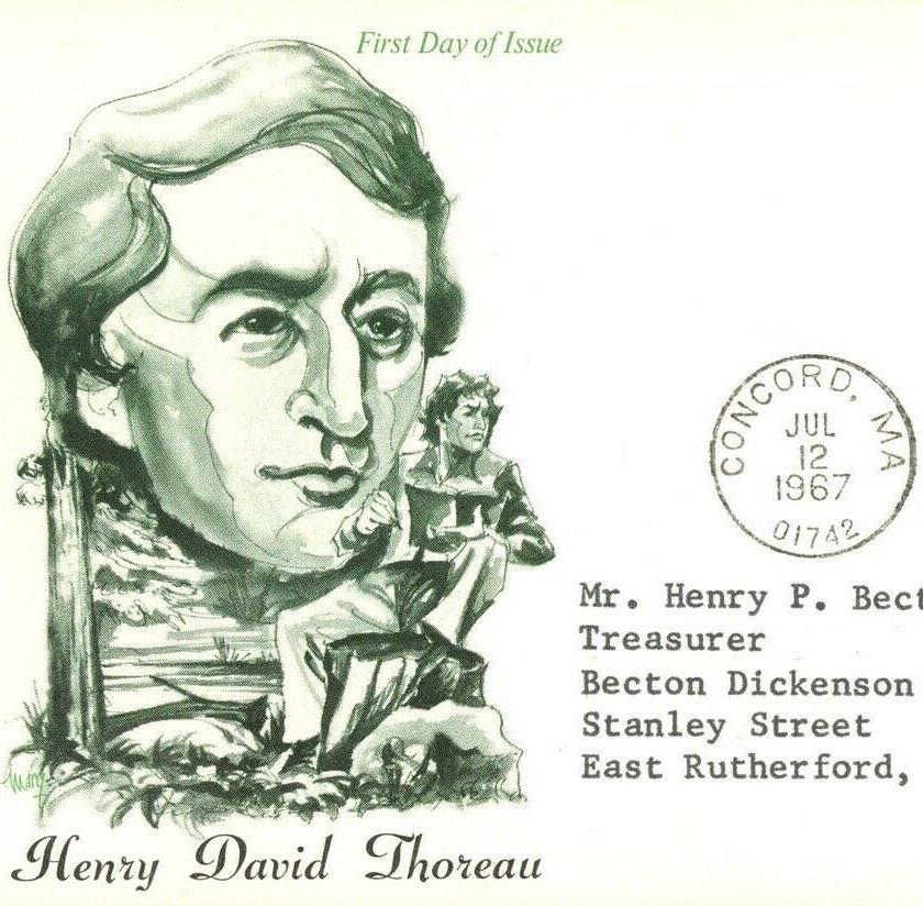 Drawing of prebeard Thoreau wearing clothes from the late 1960s thoreau