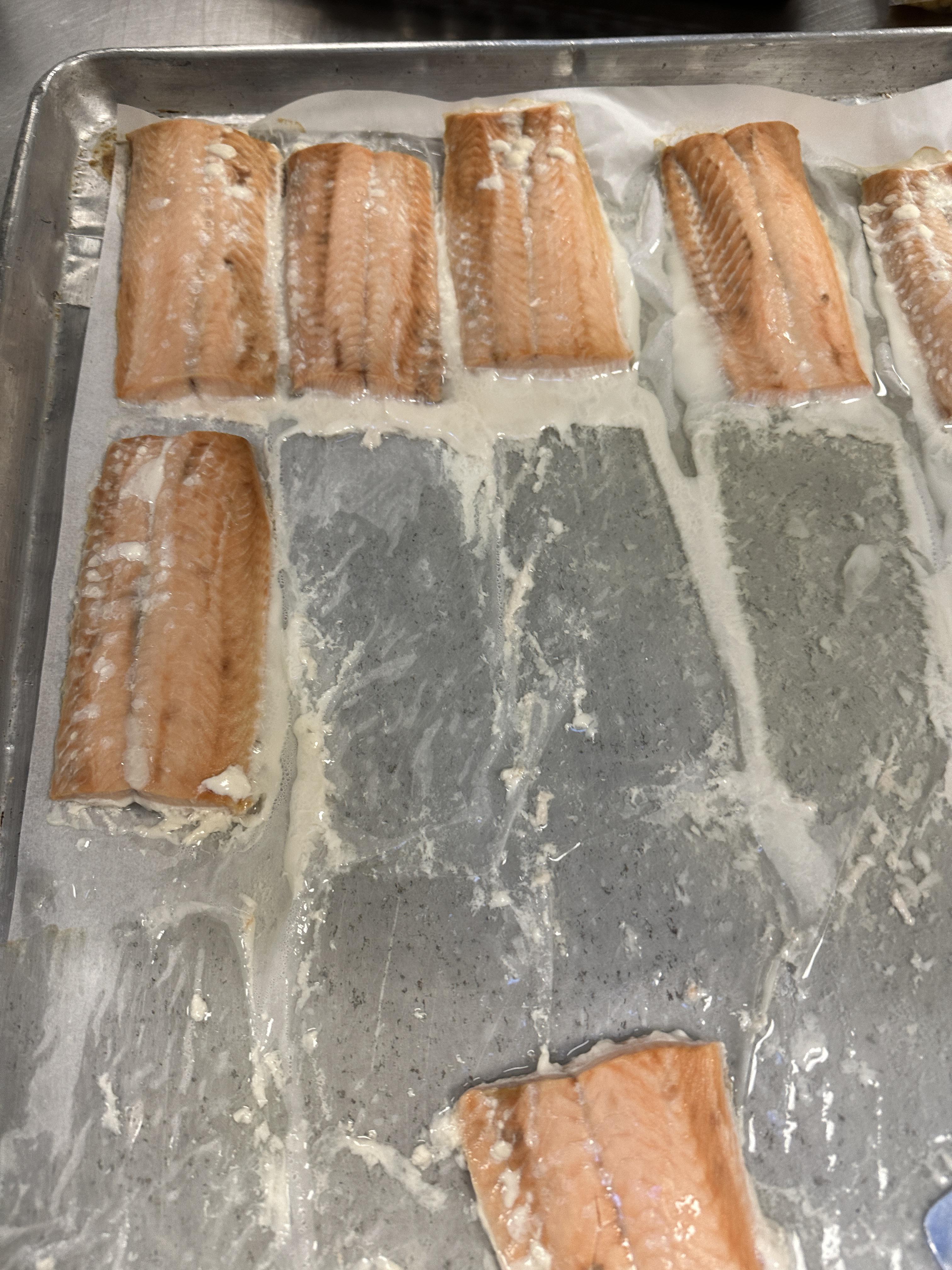 Why does this prepackaged salmon always give off thick white goo when