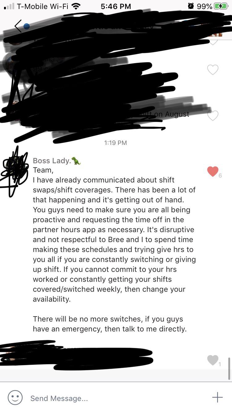 Can my boss actually not allow us to switch shifts? Like is this in the