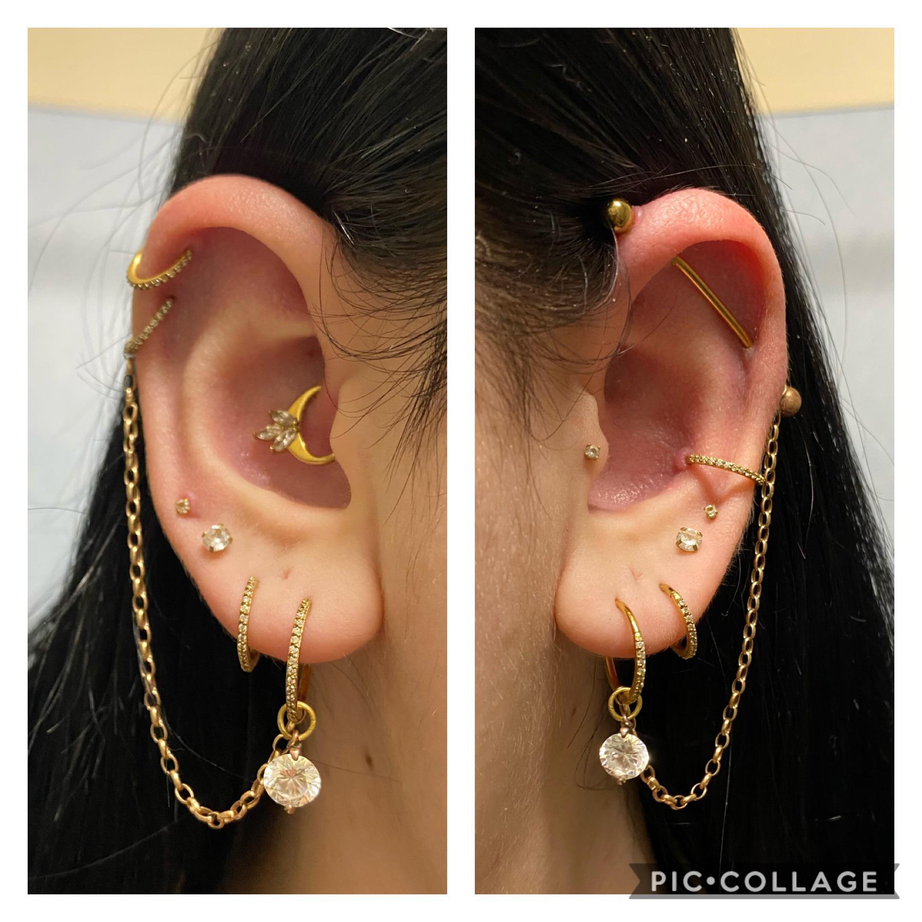 Me very gold, very extra everyday setup r/piercing