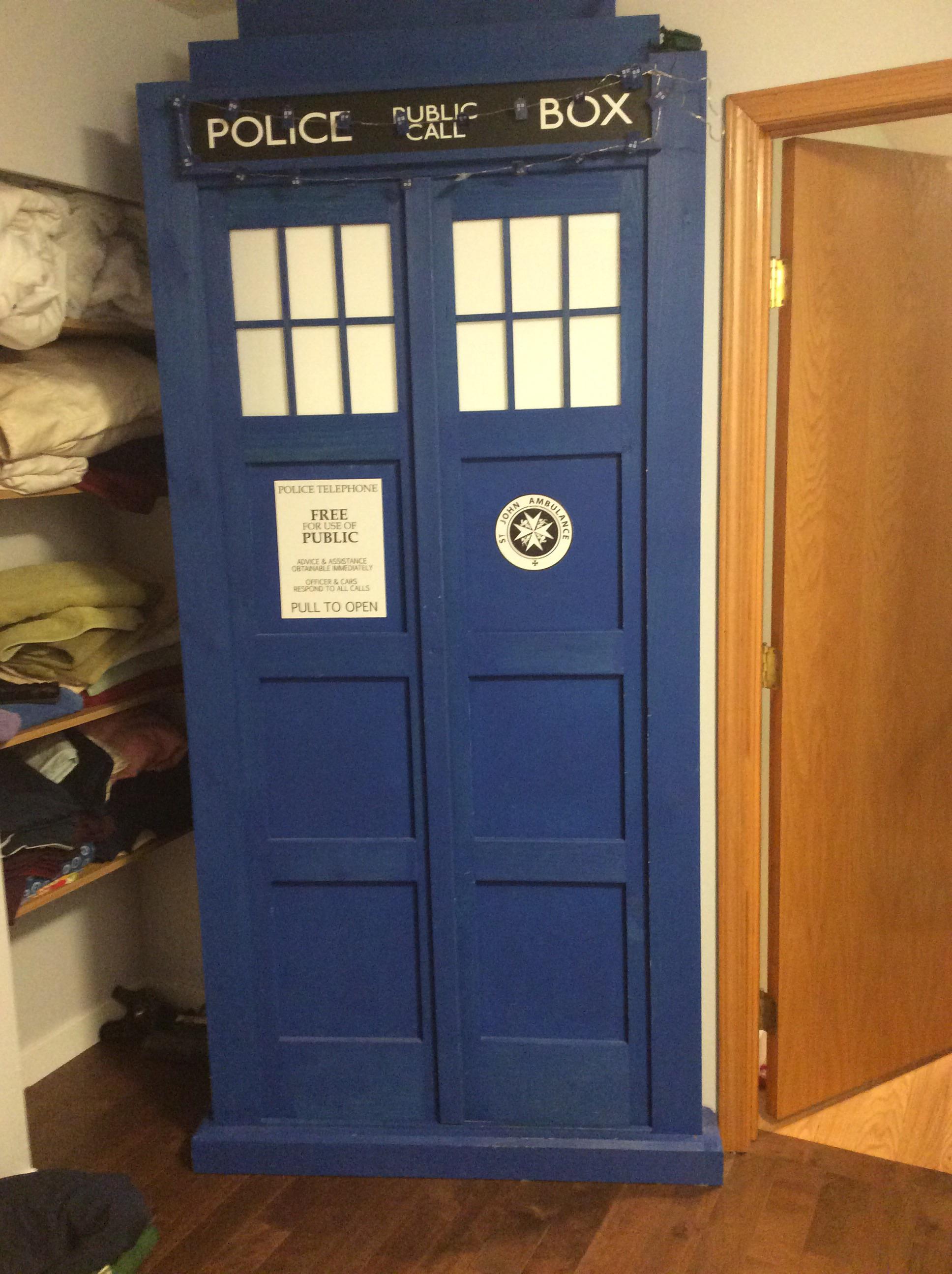 My dad made my bedroom door into the tardis thought it would be