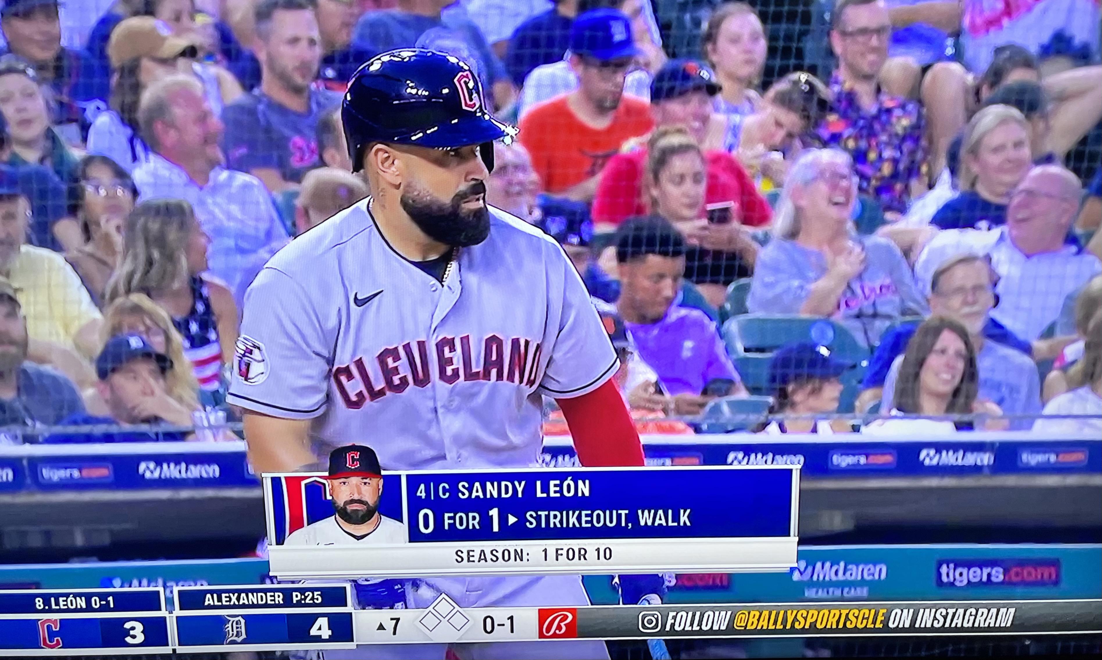Watching the Cleveland game and look who turned up. Hit .310 for us in