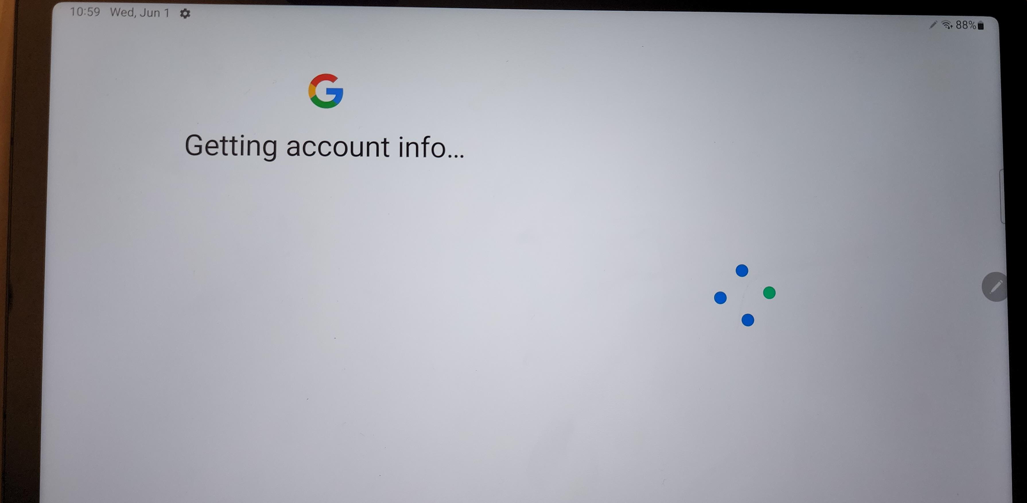 Frozen "Getting account info". when clicking "finish setup" on