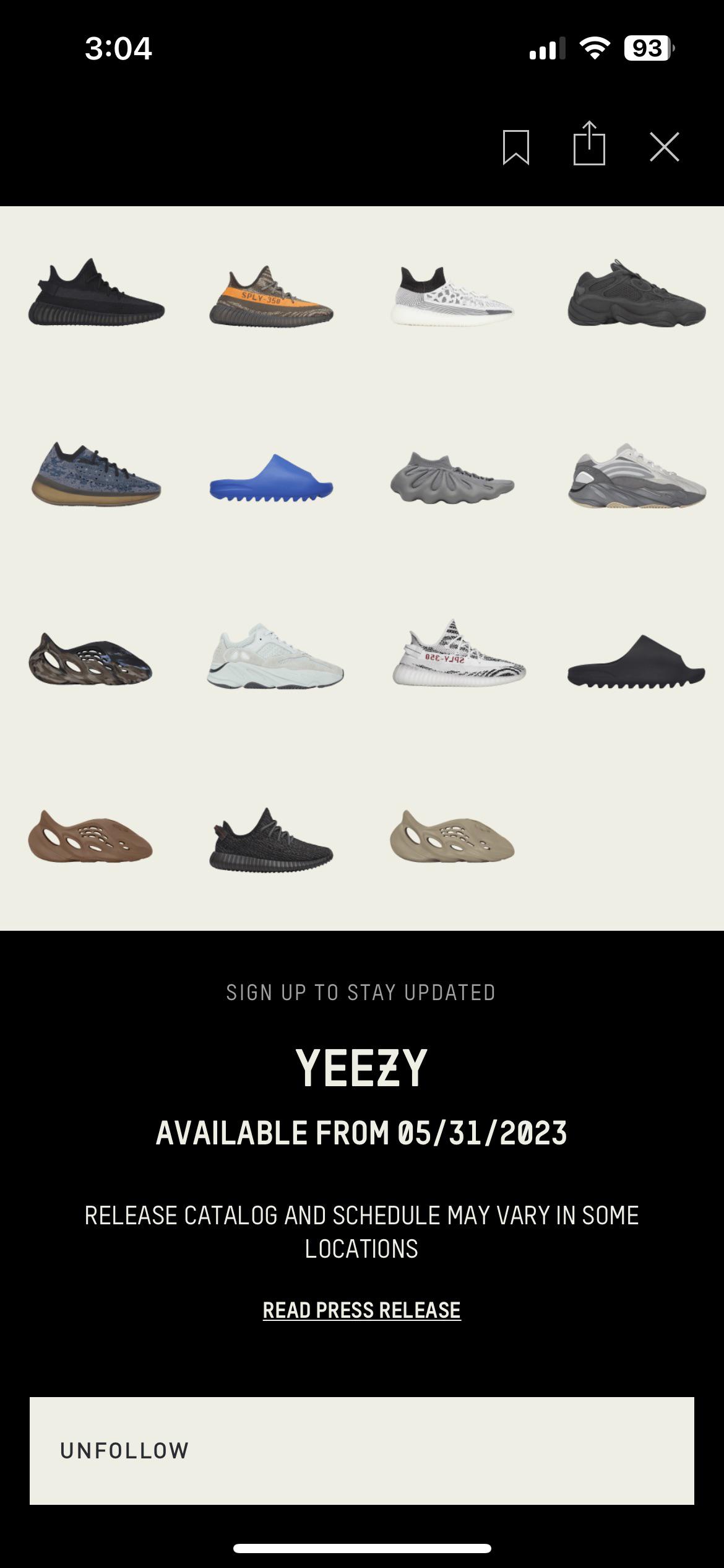 Adidas announces Yeezy drop for remaining supply on 5/31/23 r/Sneakers