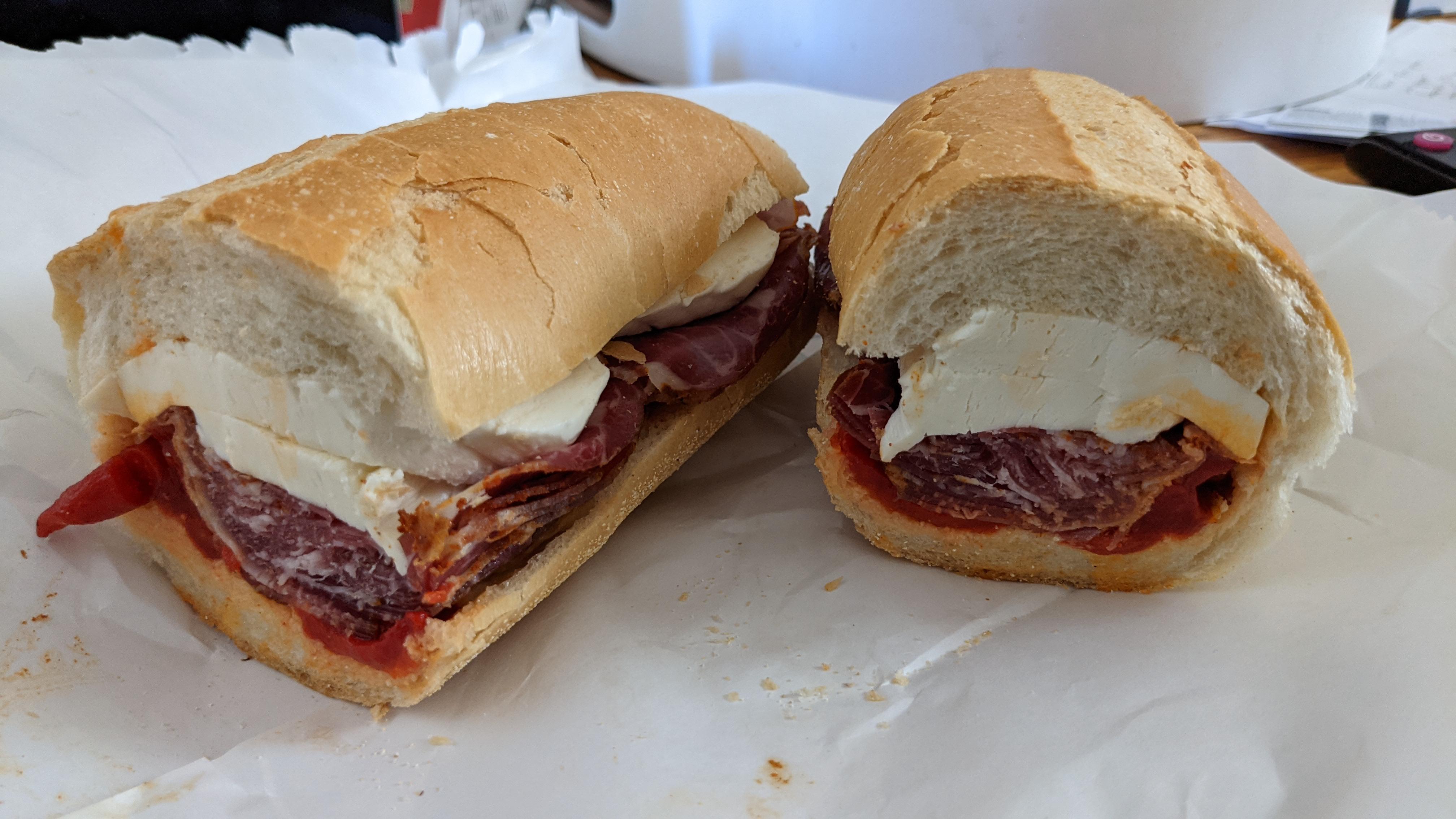Hot capicola, fresh mozzarella, and roasted red peppers. r/eatsandwiches