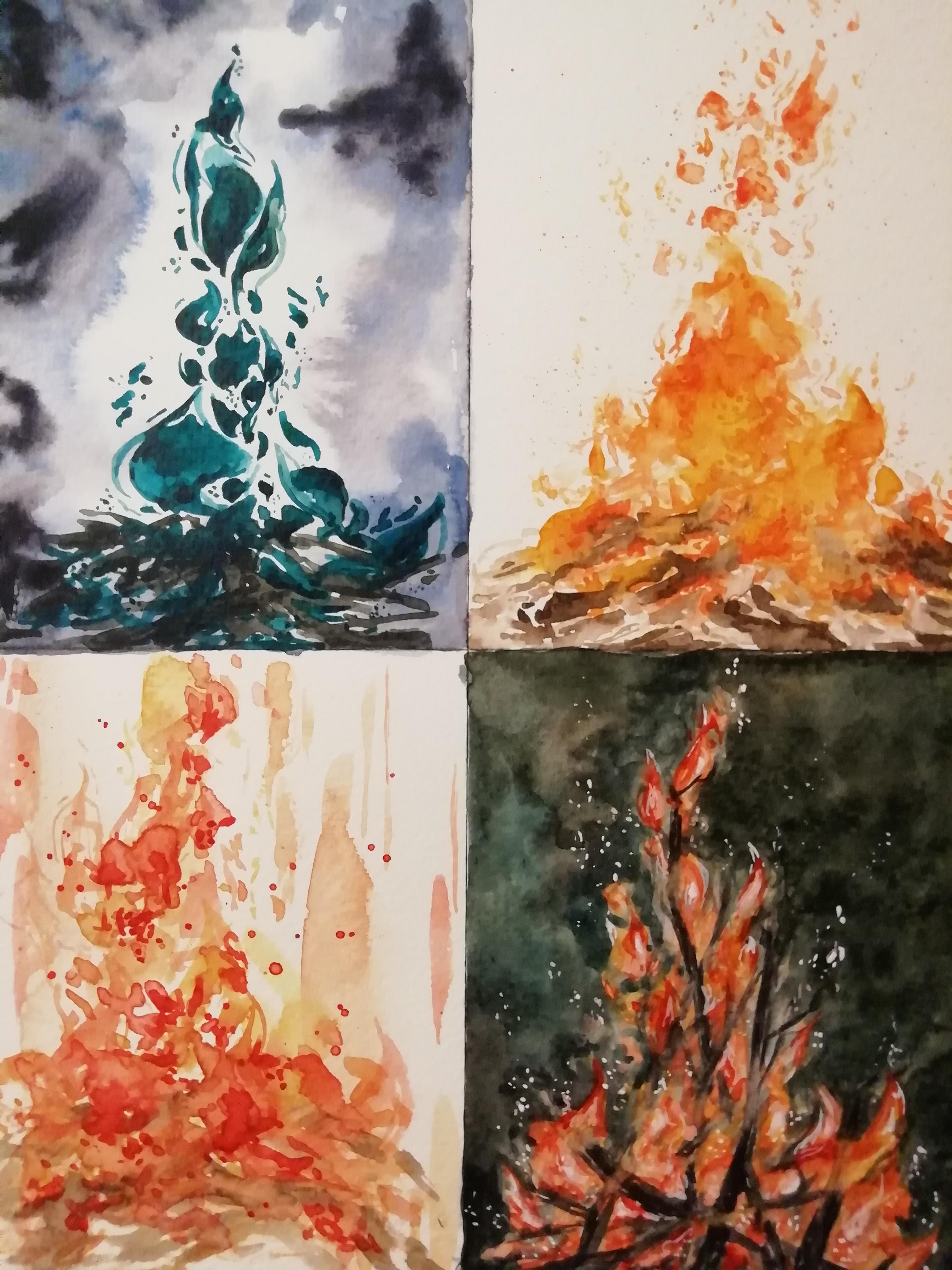 I tried different ways to paint fire with watercolor 🔥 r/Watercolor