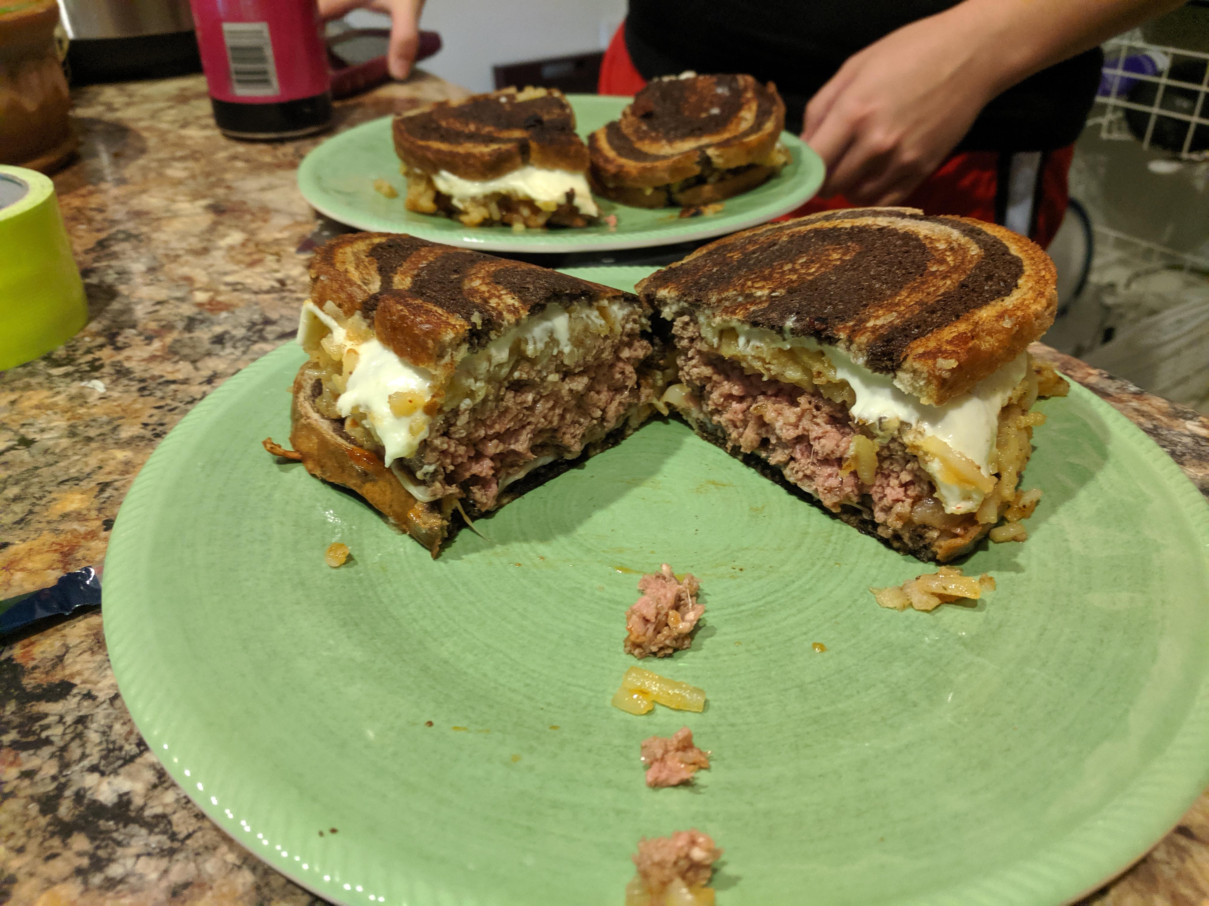 [Homemade] Patty Melt Burger on rye r/food