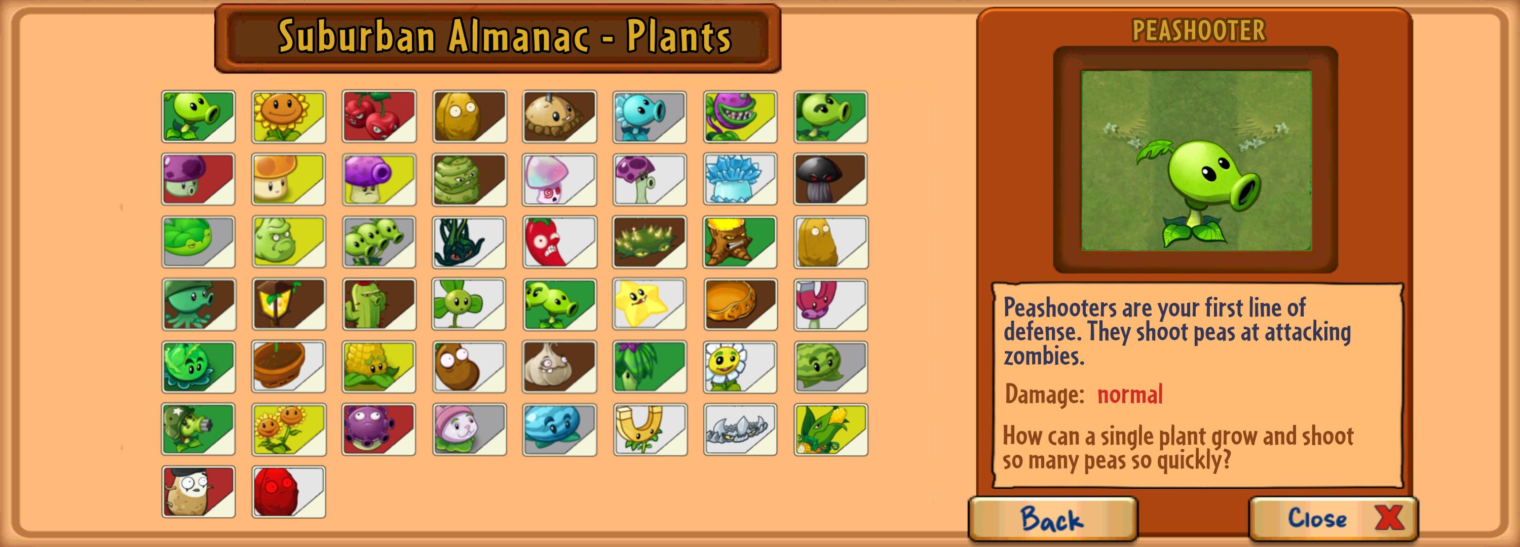 Plants Vs Zombies Plant Almanac