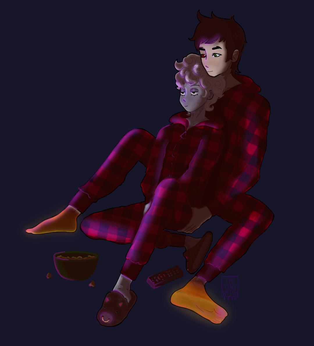 Movie Night with Zagreus and Hypnos! (Original Art) r/HadesTheGame