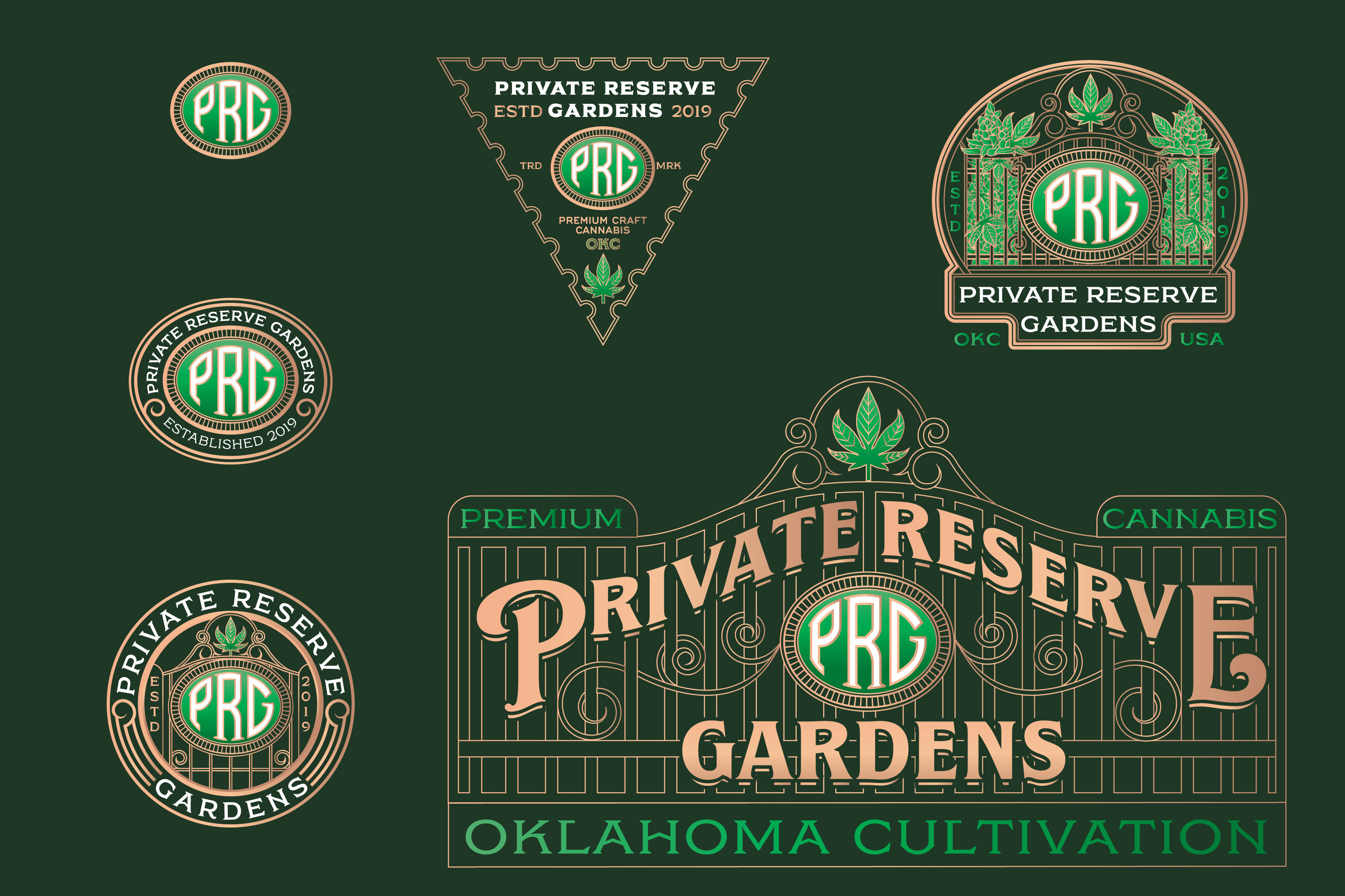 PRG. A logo set for a dispensary in Oklahoma. r/logodesign