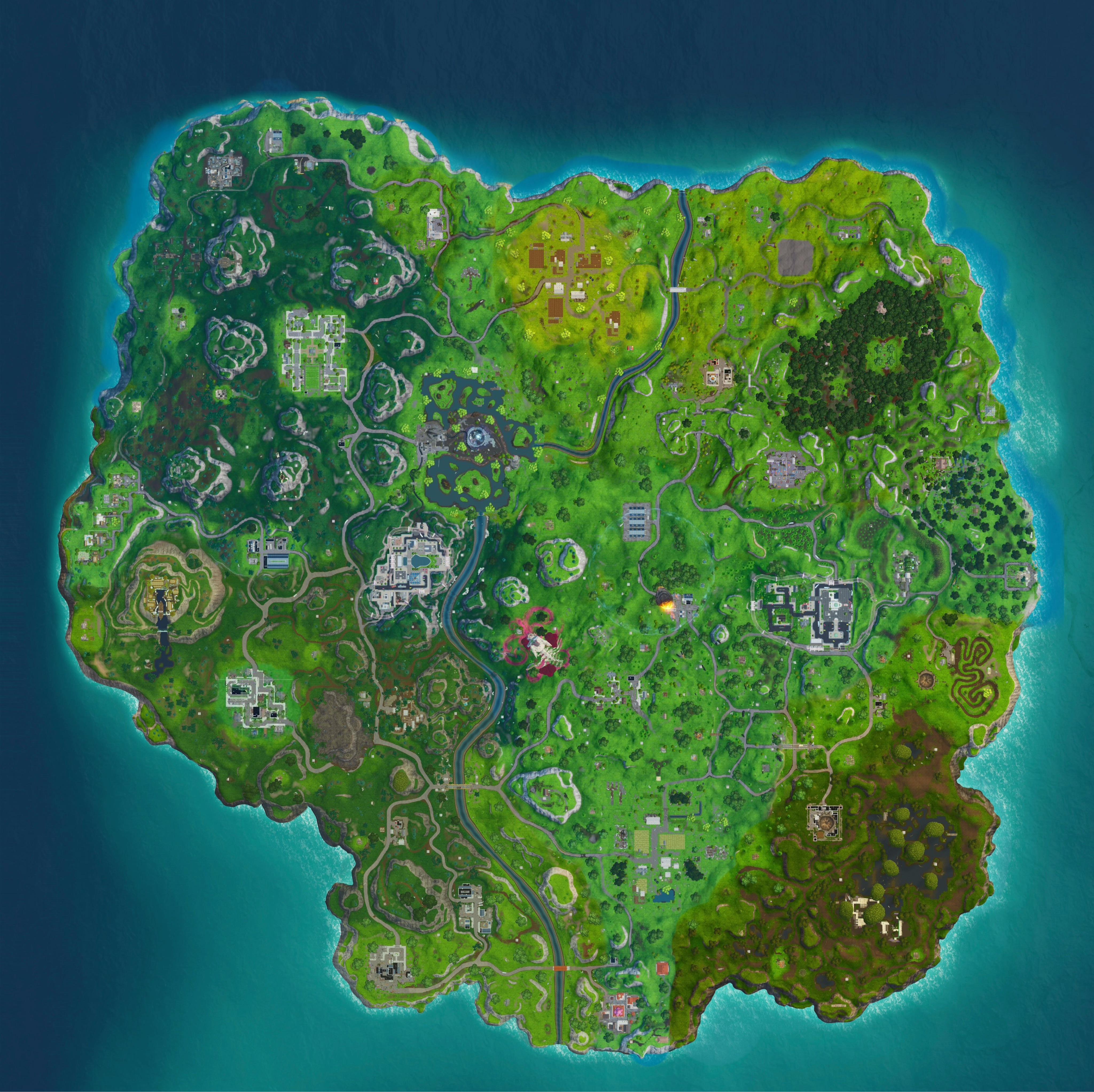 The original Chapter 1 Island but every OG location is updated to its