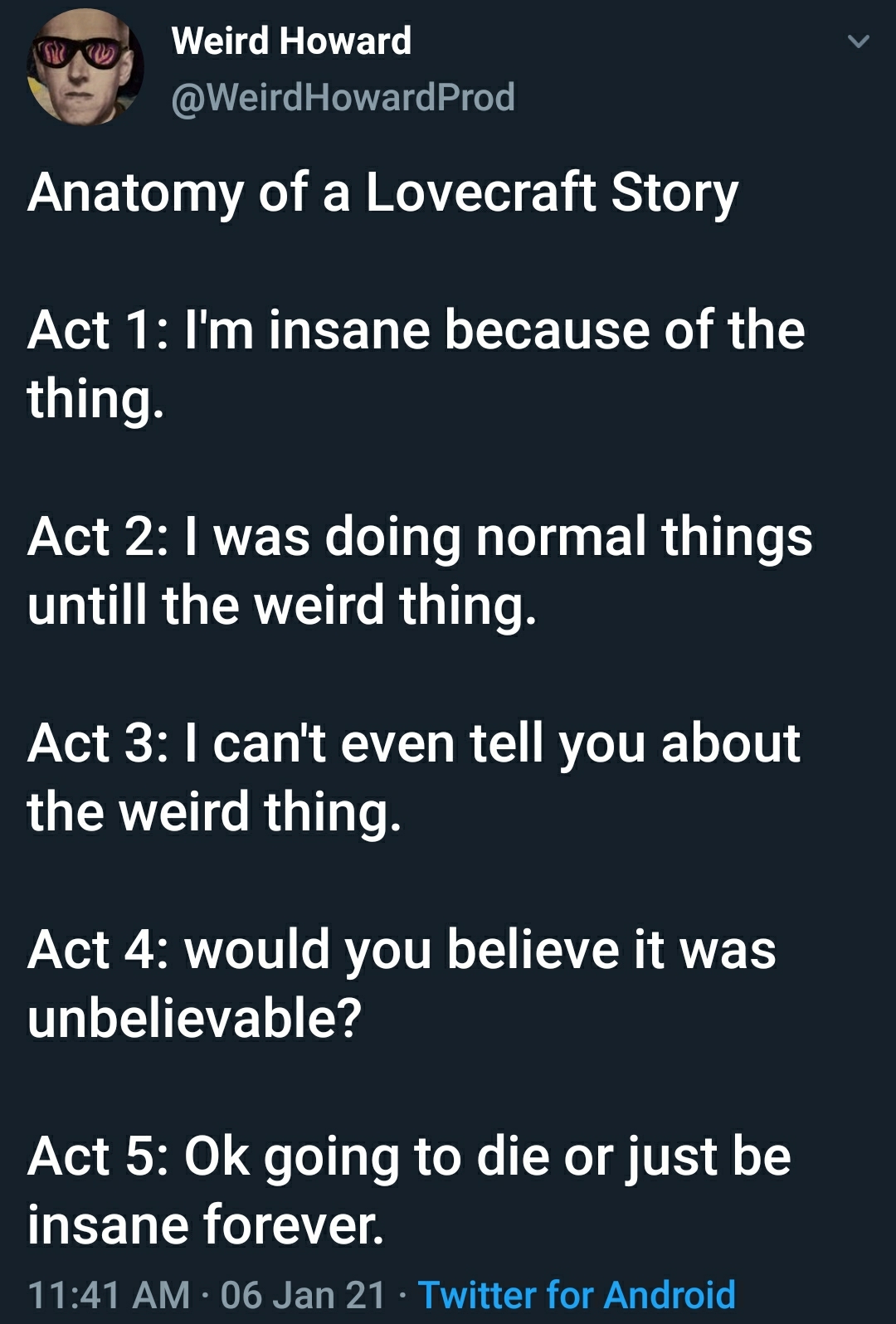 Lovecraft in a nutshell r/Lovecraft