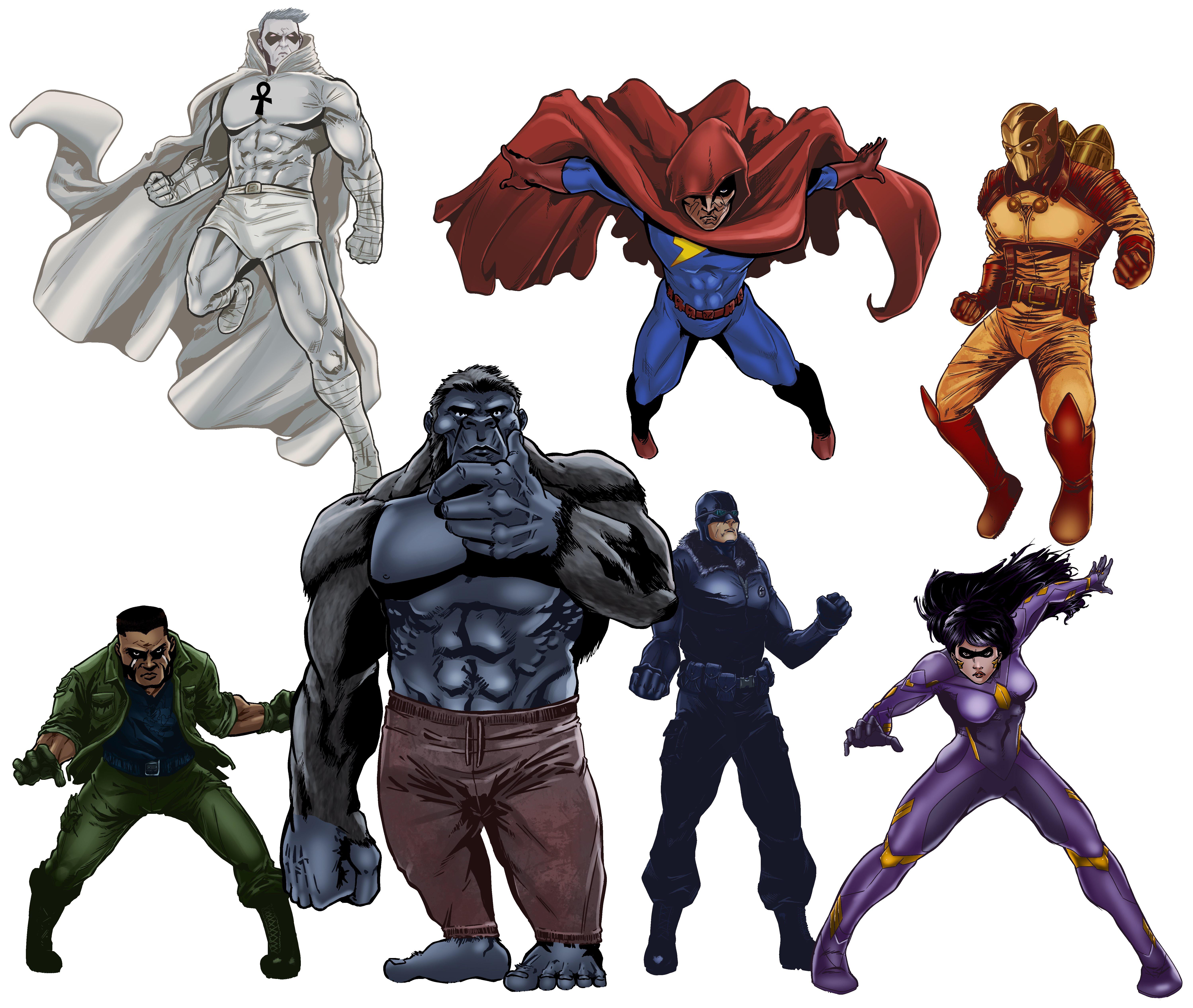 Original concept art of the superhero team for my comic book (currently
