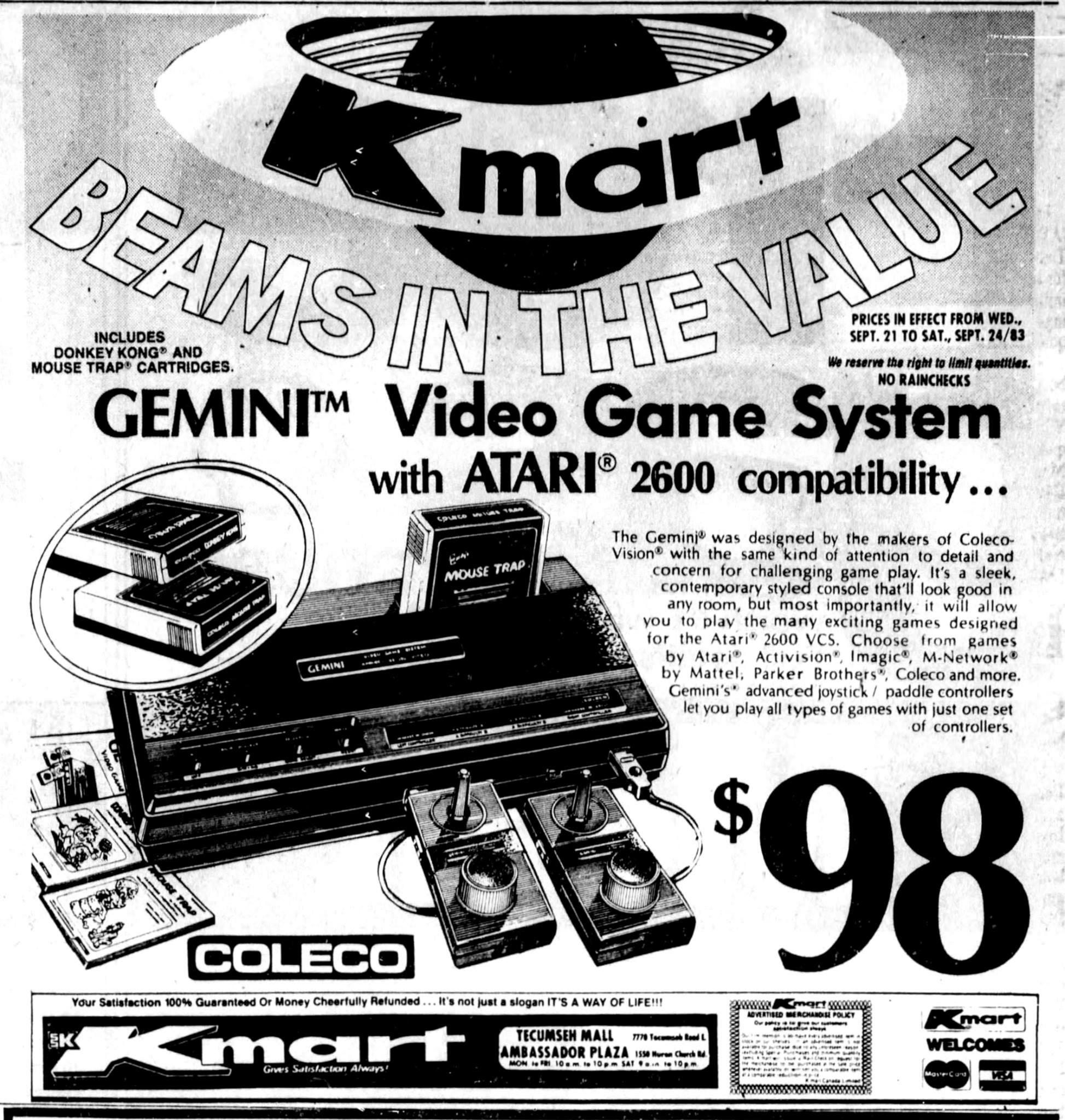 Kmart Video Game Systems. Windsor, Canada. Sep 21, 1983 r/vintageads