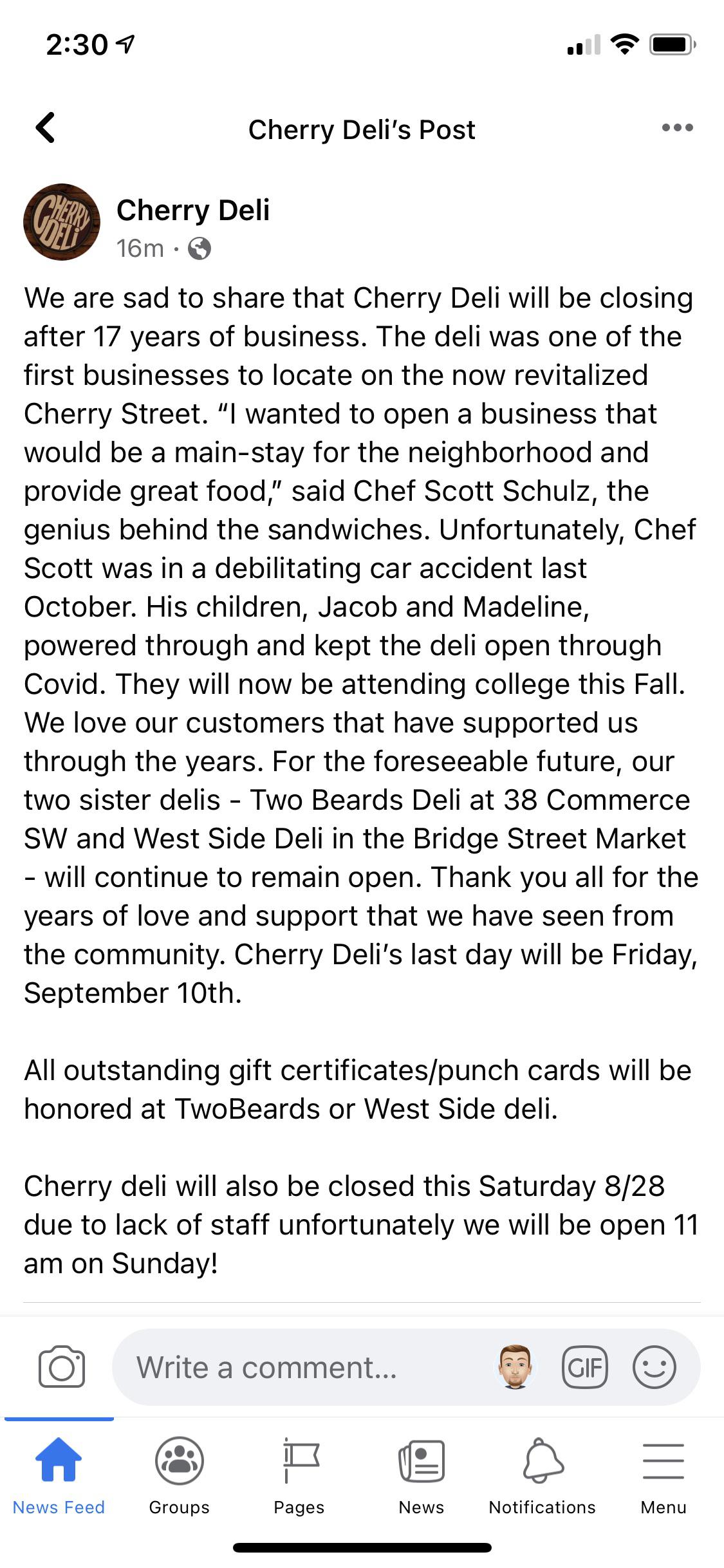 Cherry Deli in East Hills is closing Sept. 10 r/grandrapids