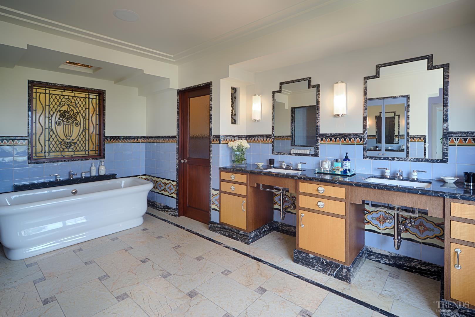 Art Deco Hollywood bathroom by contemporary architect Linda Brettler