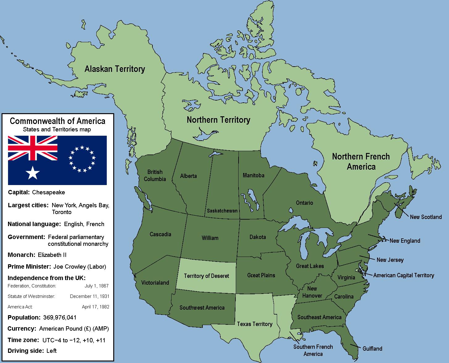 Commonwealth of America (Australiafied USA and Canada) imaginarymaps