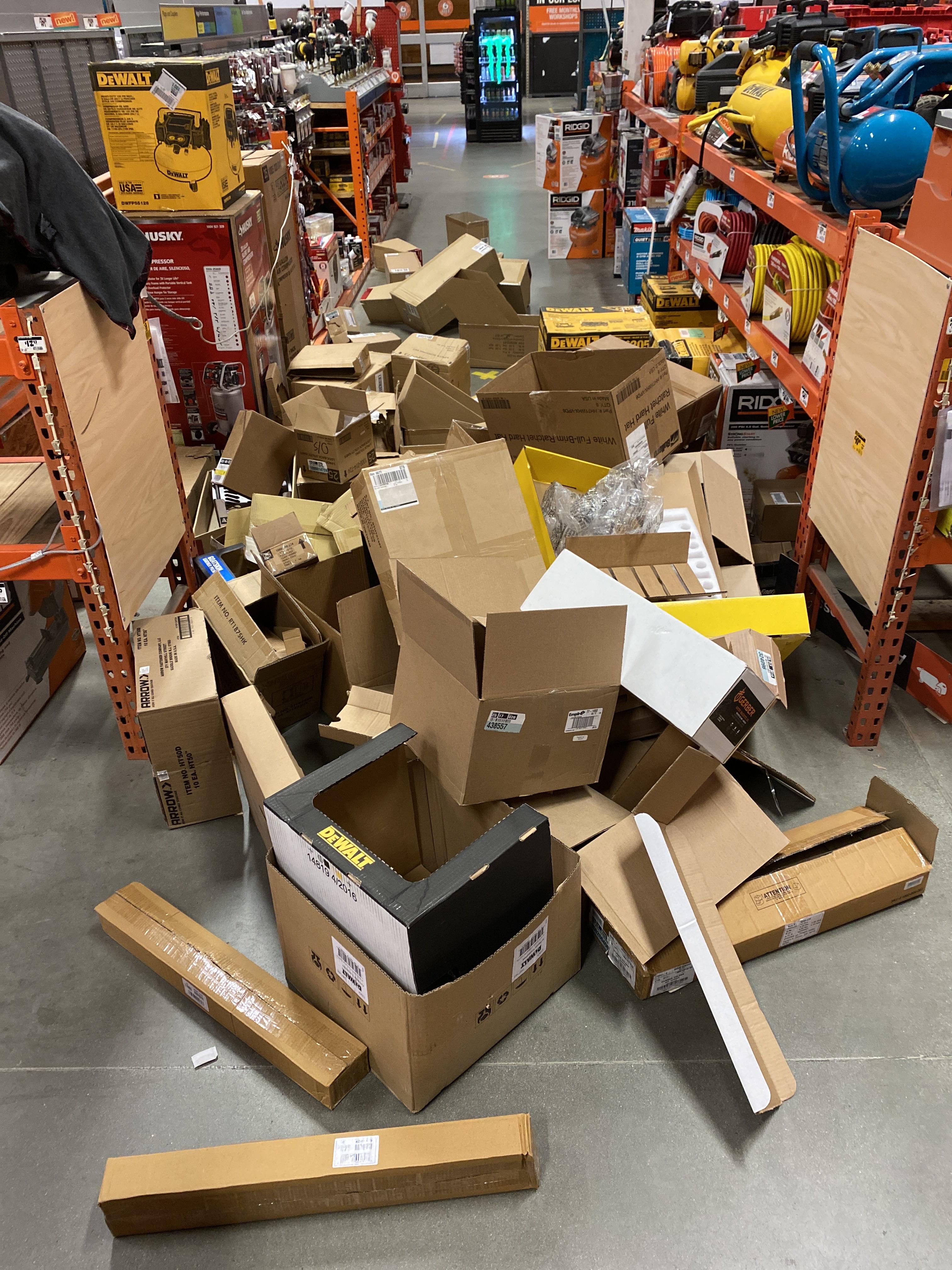 The amount of cardboard left over from only two of the thirteen bays