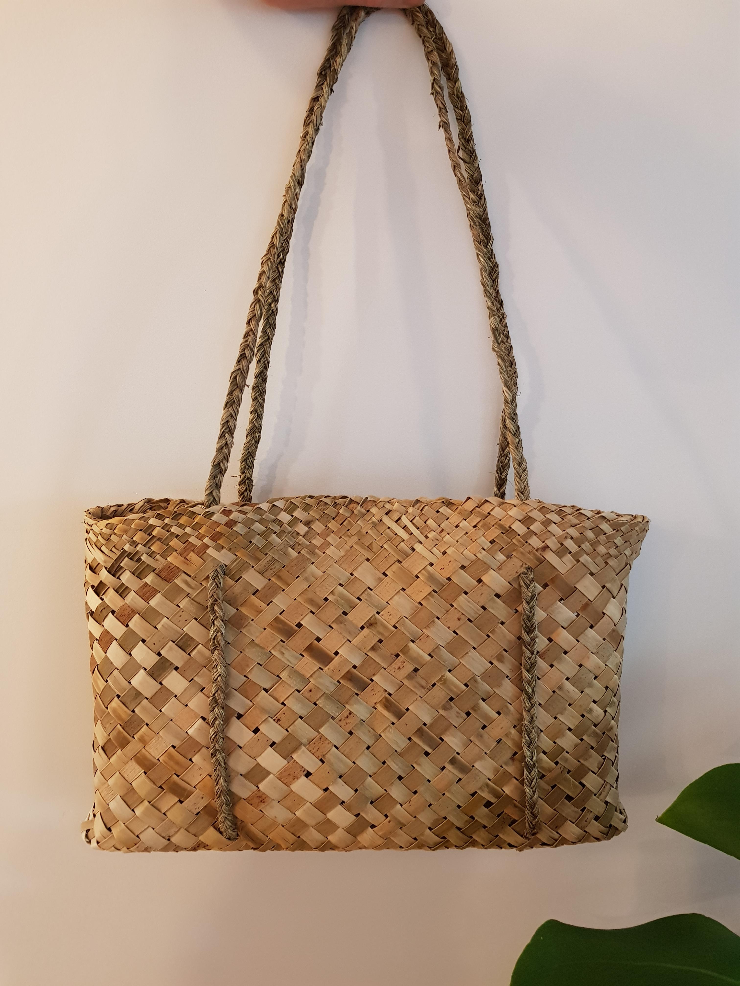 Learnt to weave to make 100 biodegradable bags, made from flax (native New Zealand plant) r
