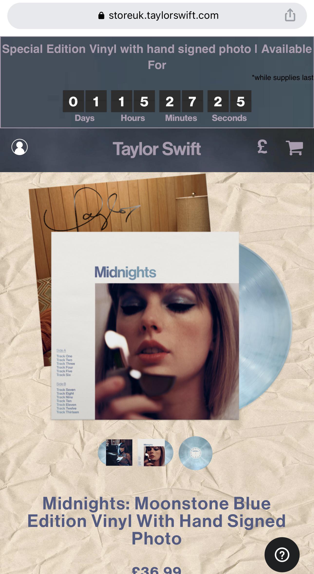 Taylor swift’s midnight moonstone edition with signed vinyl insert