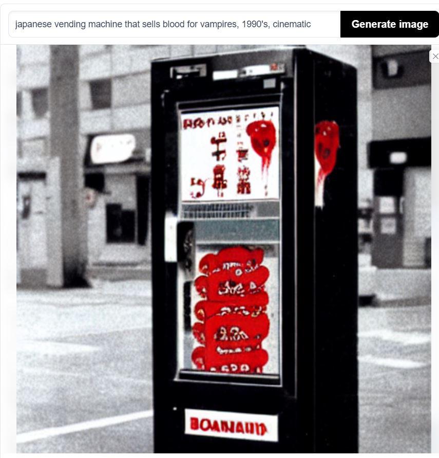 Japanese vending machine that sells blood for vampires, 1990's