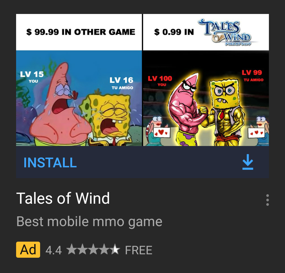 This ad uses copyrighted material AND fan art AND is in the wrong language! r/shittymobilegameads