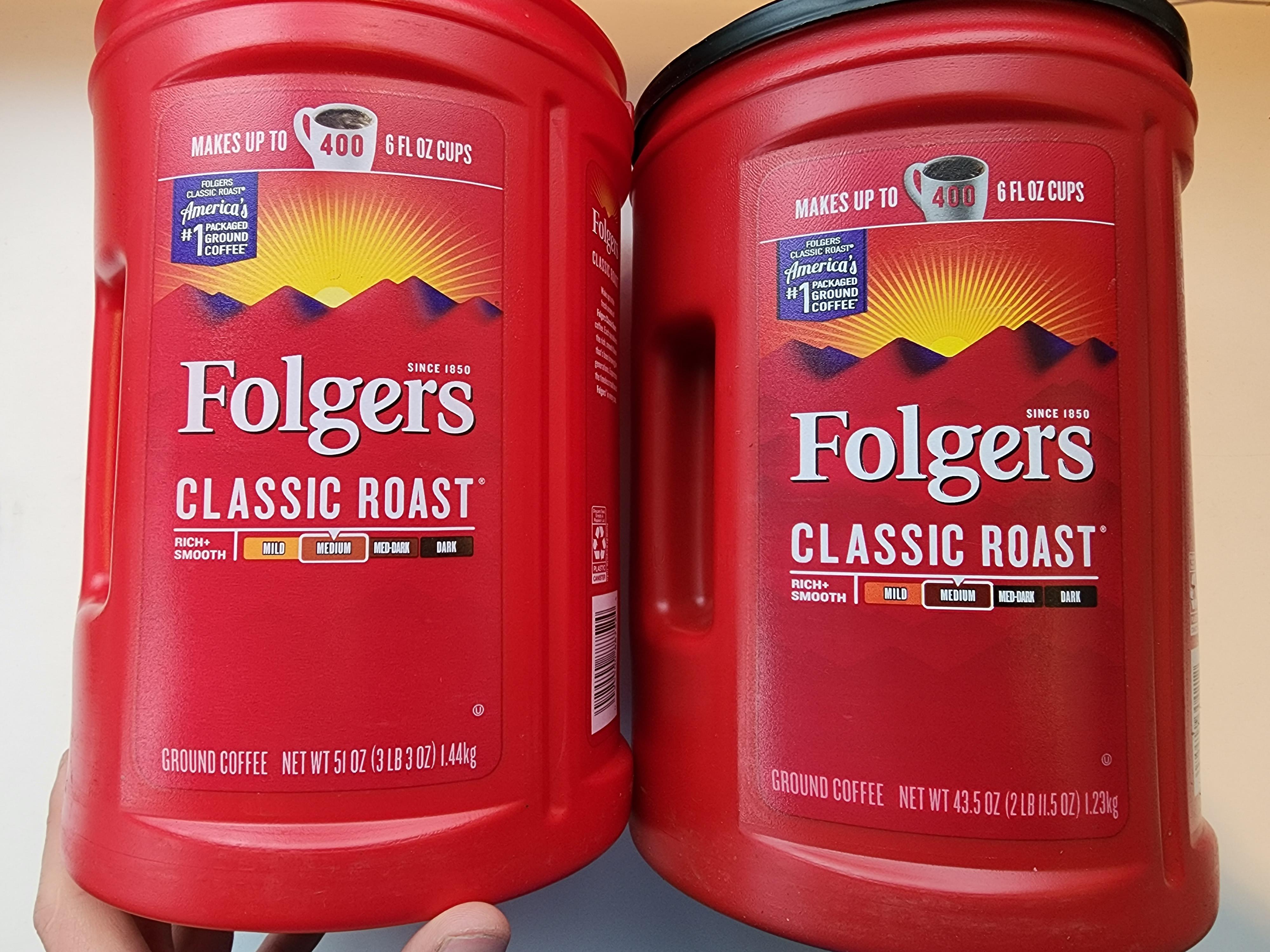 Folgers likes weak coffee r/shrinkflation