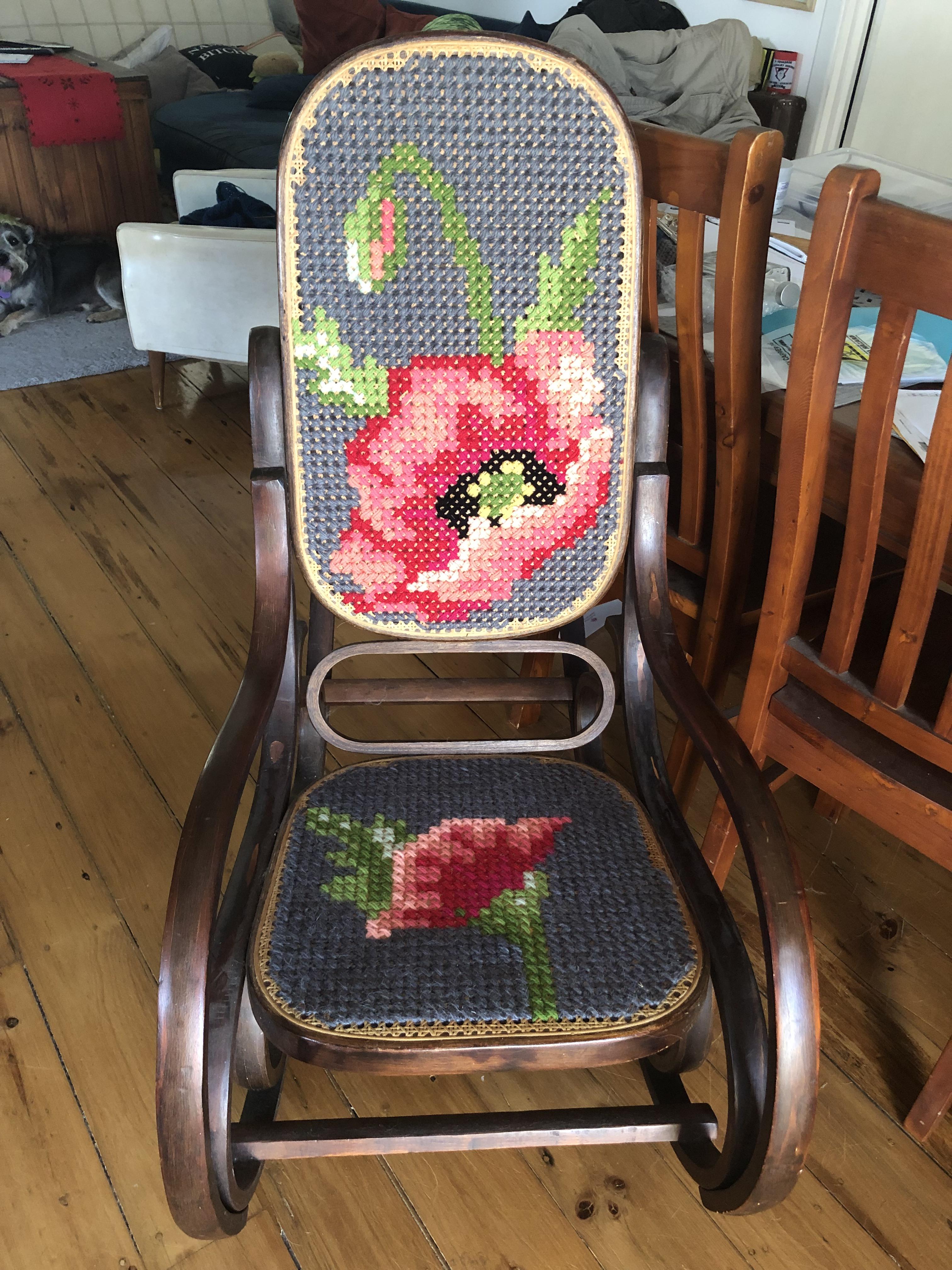 [FO] A Cross Stitched Rocking Chair r/CrossStitch