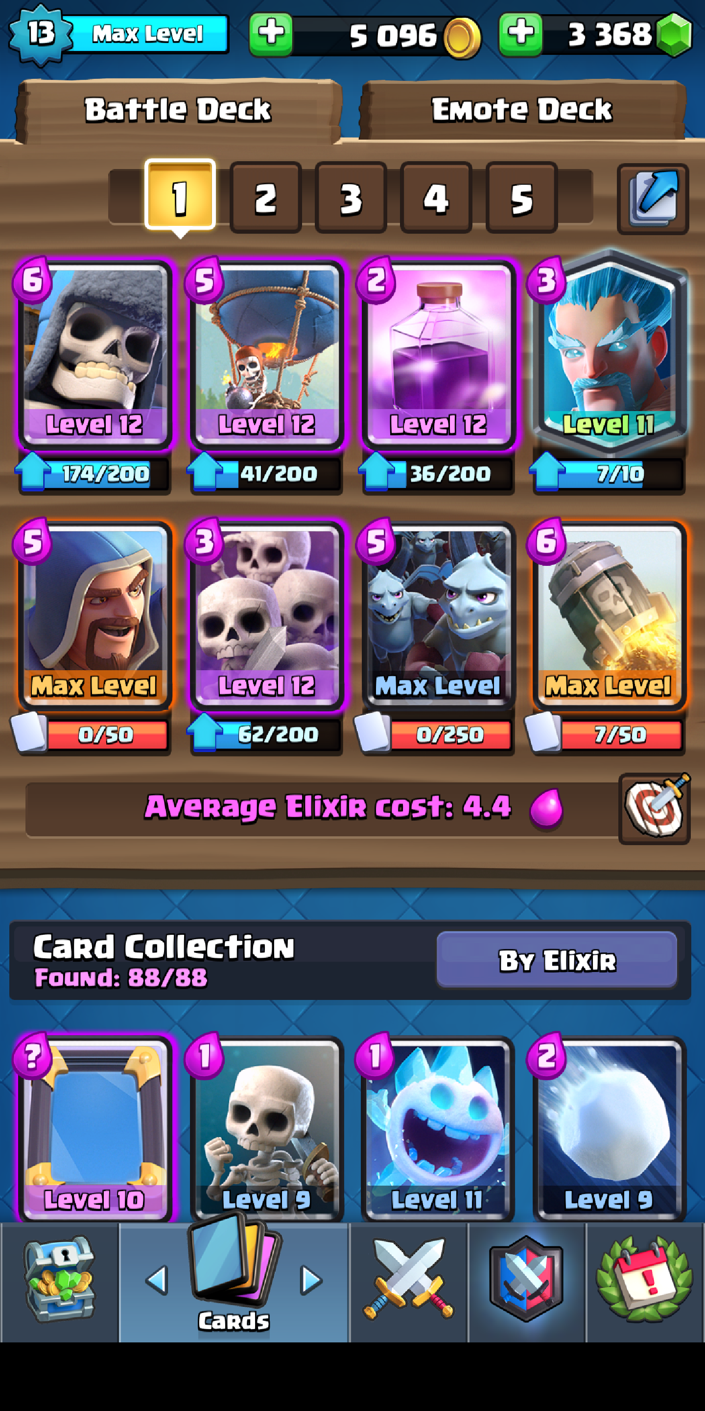 At roughly 5500 trophies and only have issues with 3spell decks