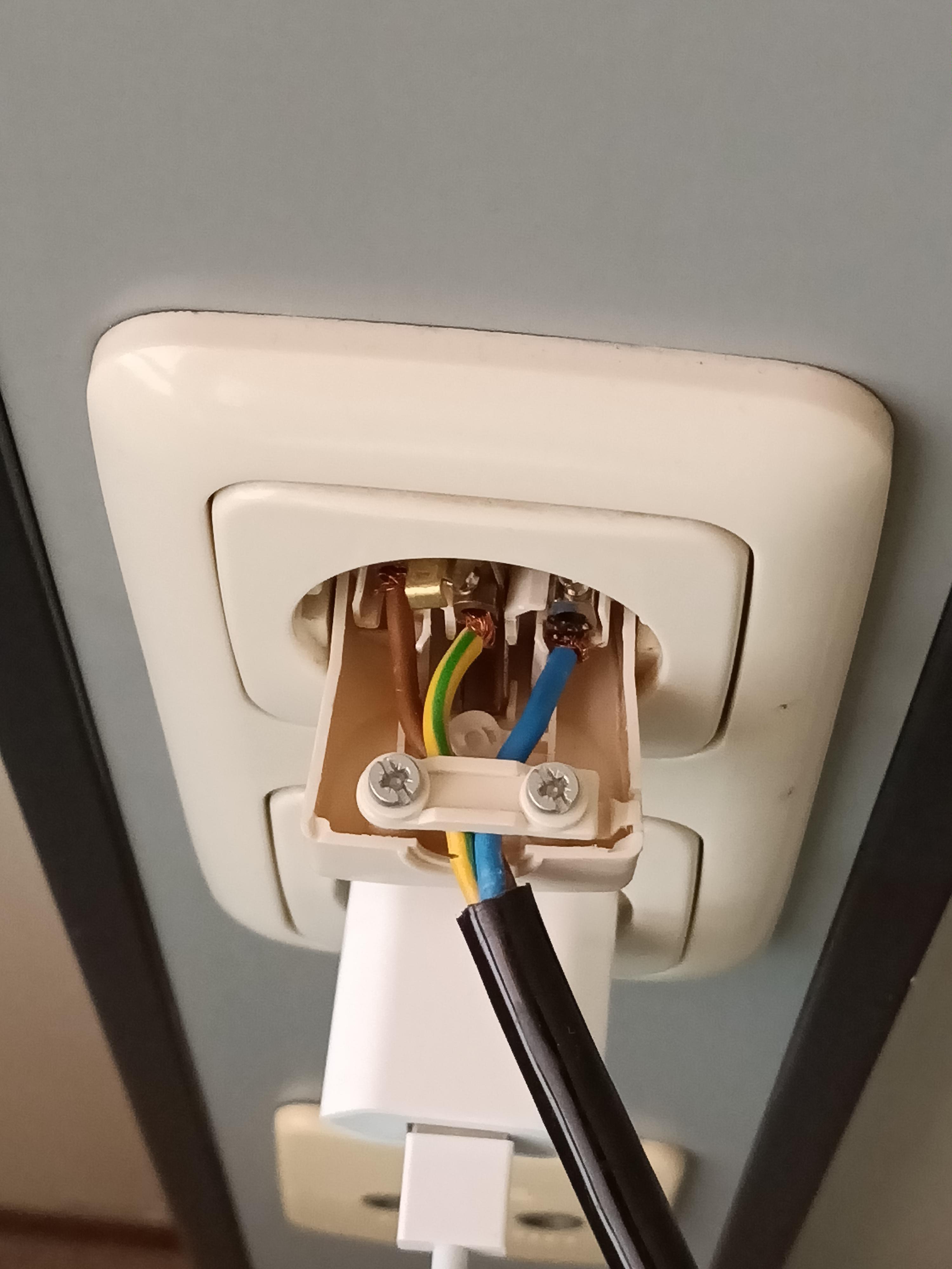 The plug for an extension cord at my school. Someone was sitting like