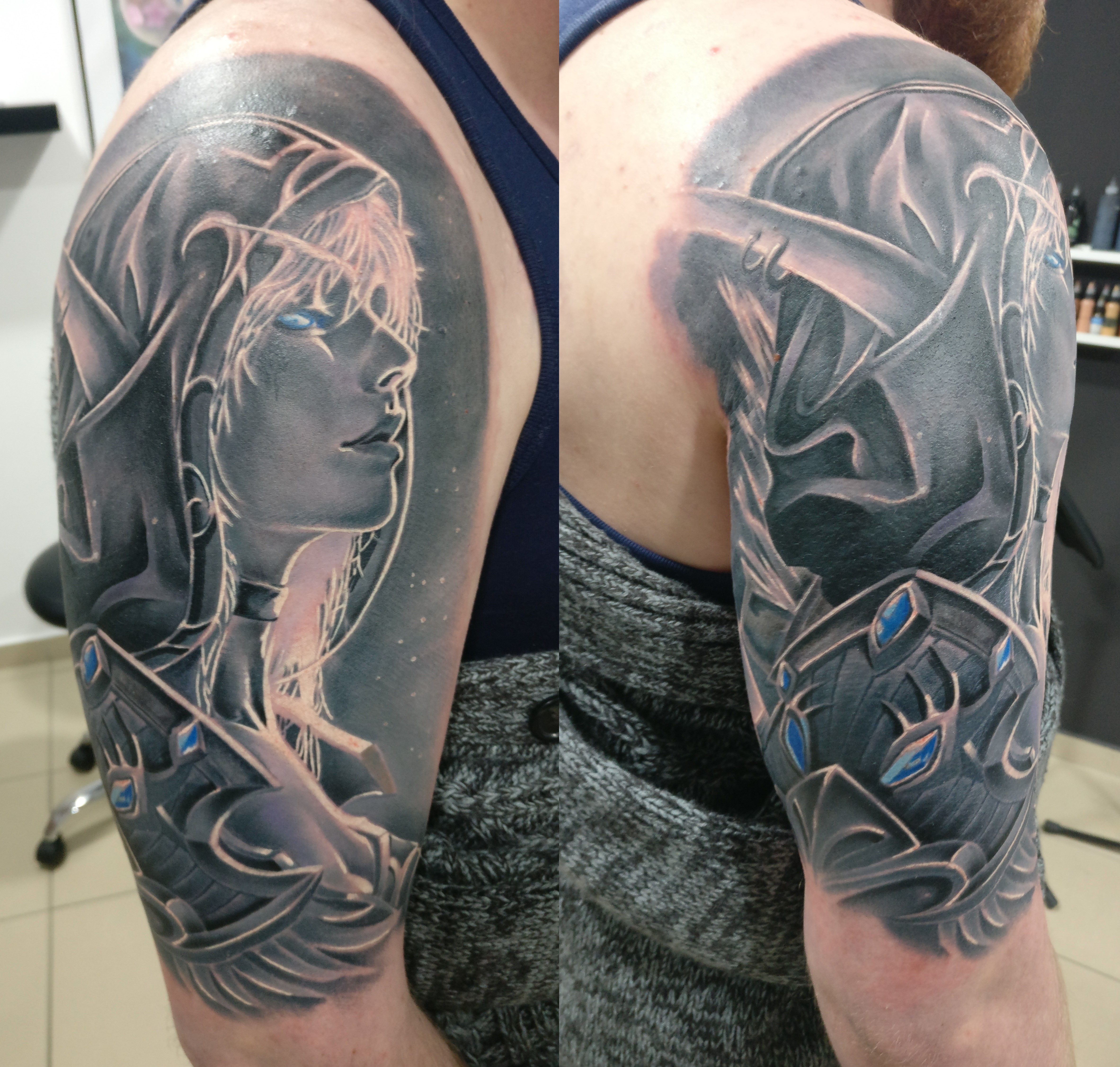 My first tattoo, Sylvanas Windrunner done by Marco Canelas at Coult