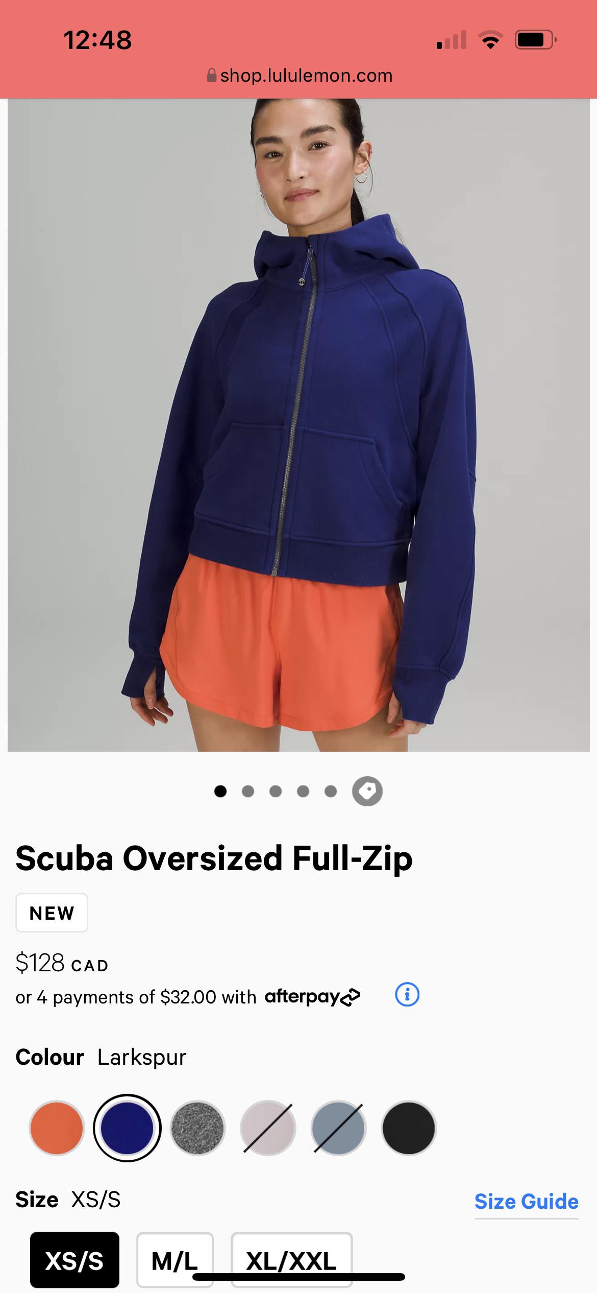 Larkspur scuba oversized fullzip. In stock in xs/s. r/lululemon