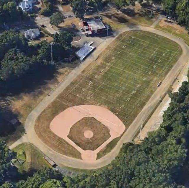 Another angle of Derby HighSchool’s bizarre football/baseball field. I