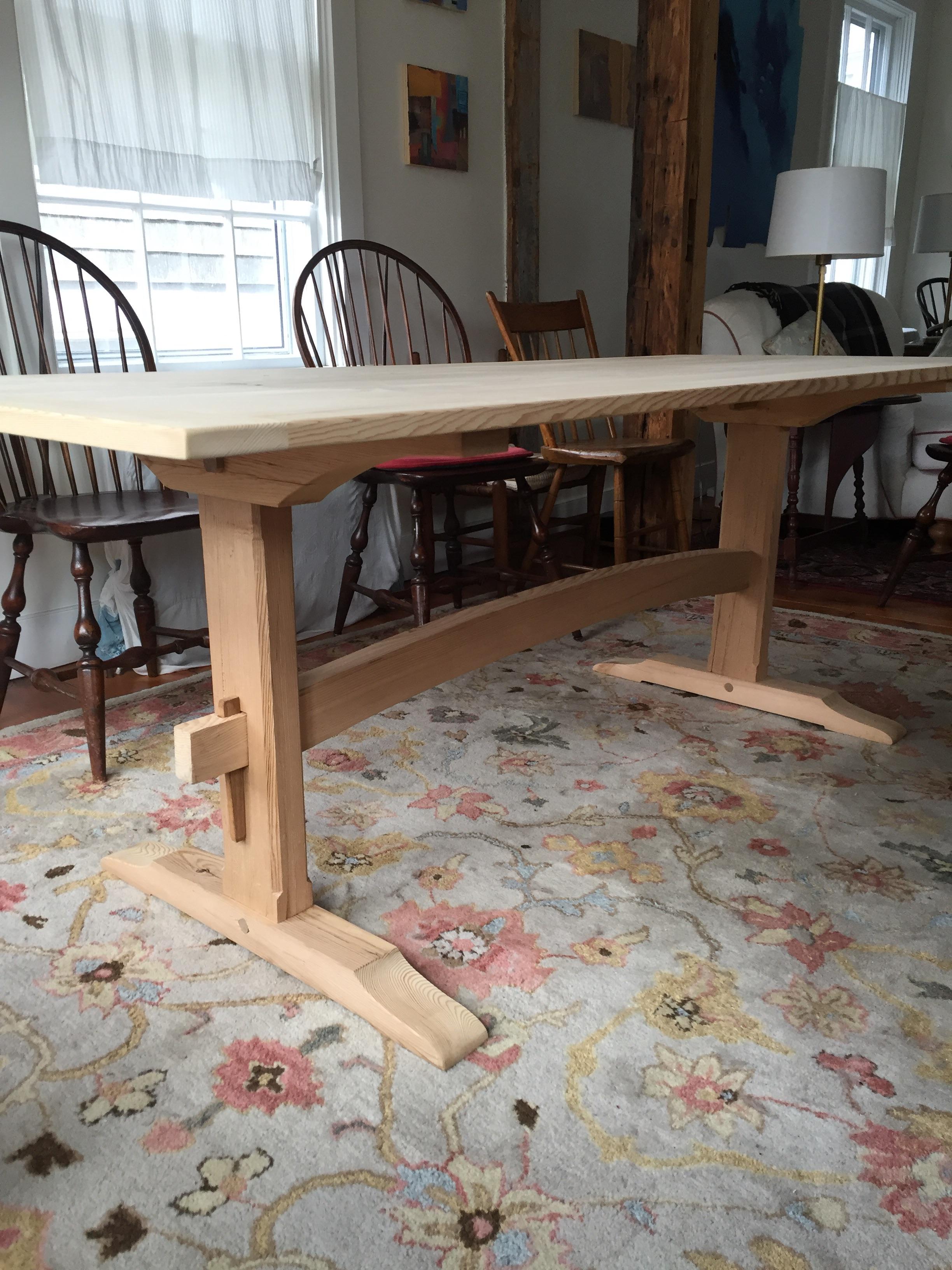 Reclaimed hemlock trestle table. r/woodworking