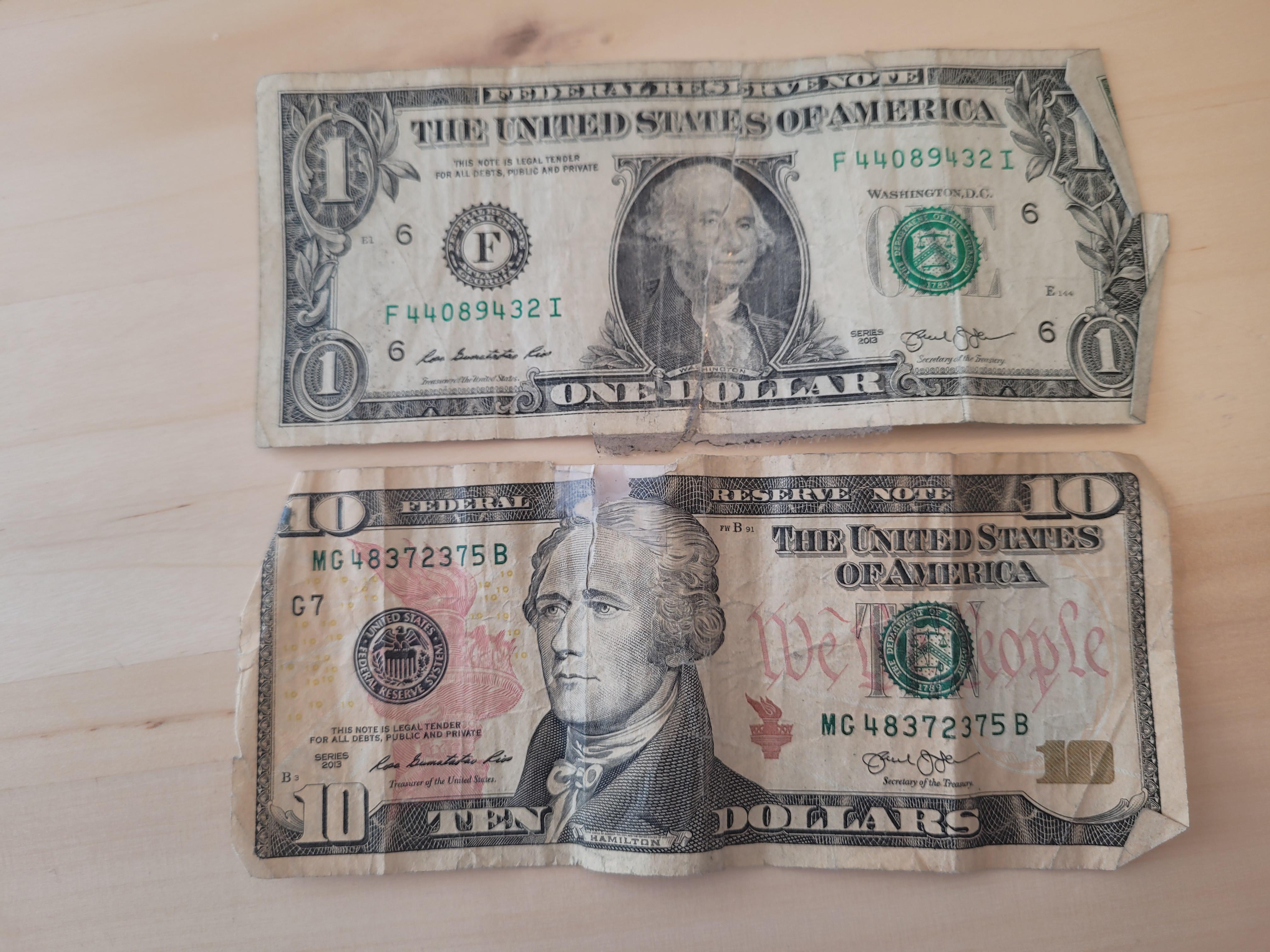 Taped together bills directly from the bank r/mildlyinfuriating