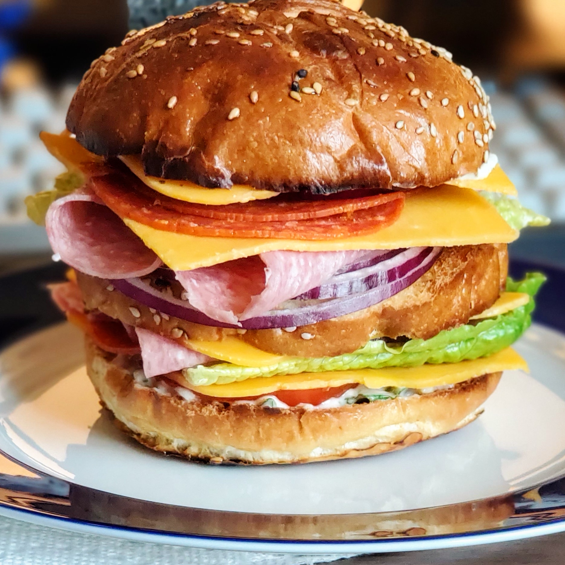 [Homemade] Salami, Pepperoni, and Cheddar Sandwich w/ Spicy Chimichurri