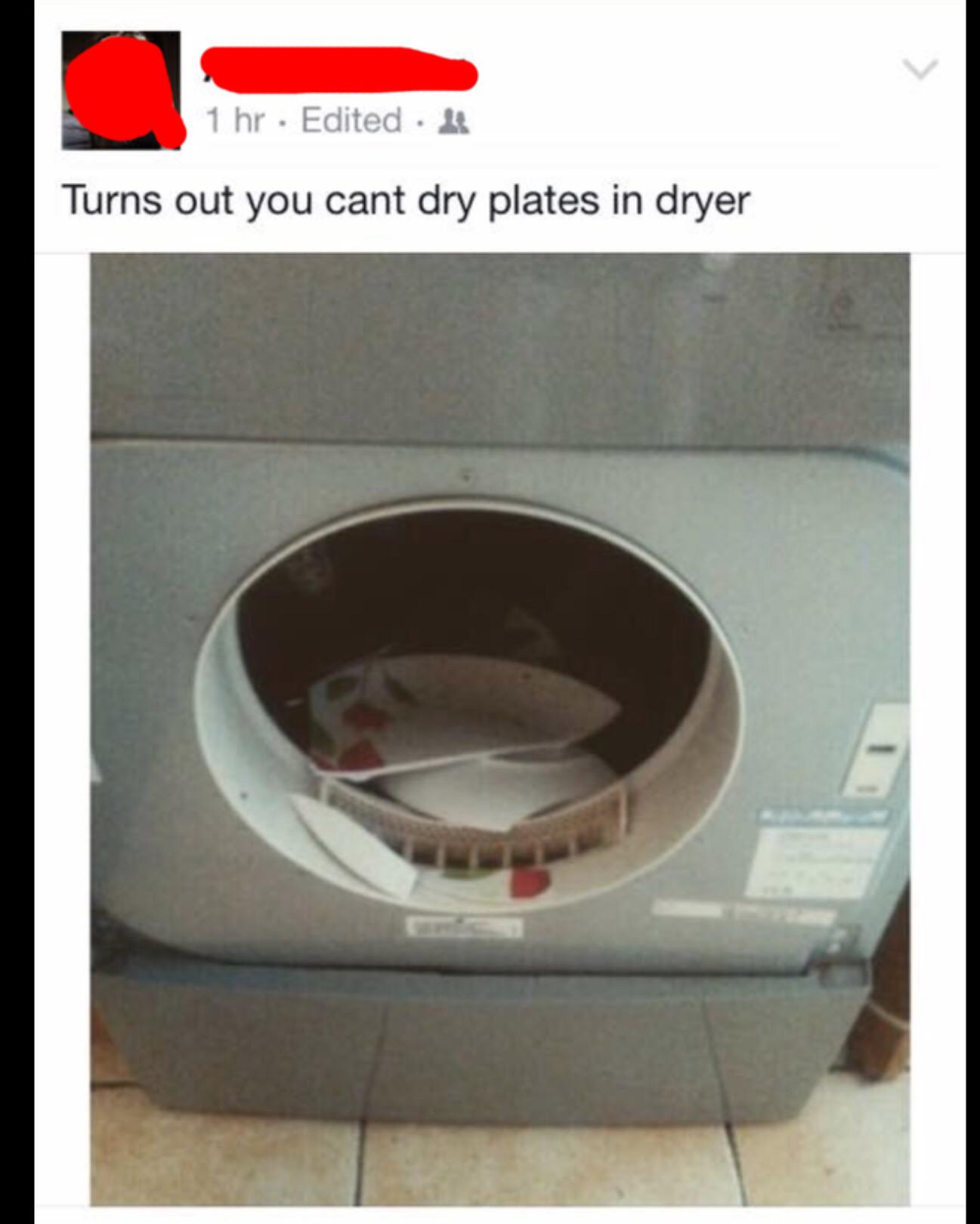 Got bored at home and put plates in a dryer r/facepalm